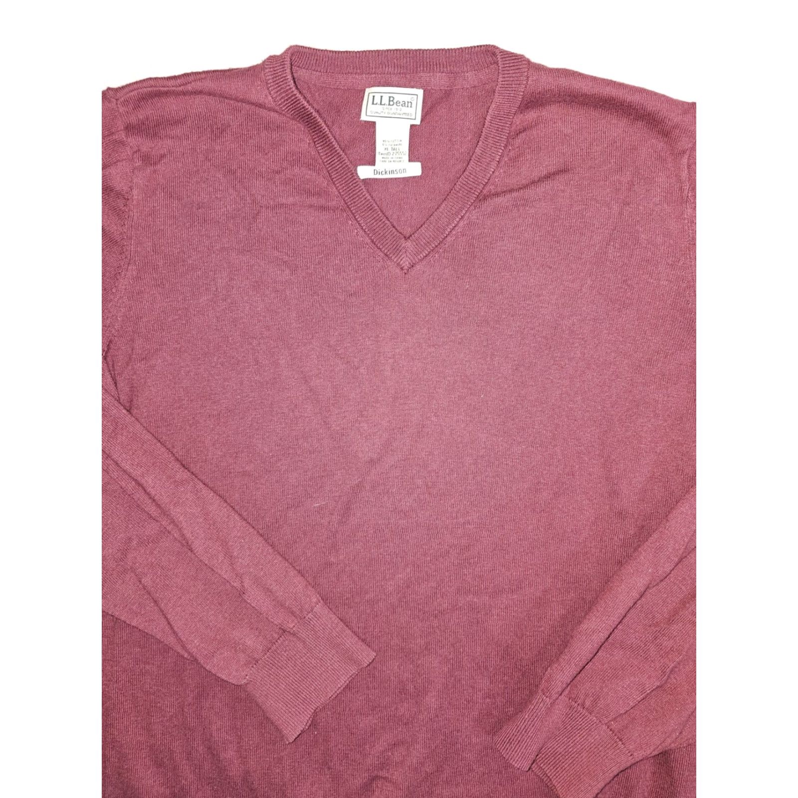 Vintage VINTAGE L.L. Bean Classic V-Neck Sweater Cotton Cashmere Blend Men XL Maroon Pullover Knits Solid 90s Mens Size US XL / EU 56 / 4 - 2 Thumbnail