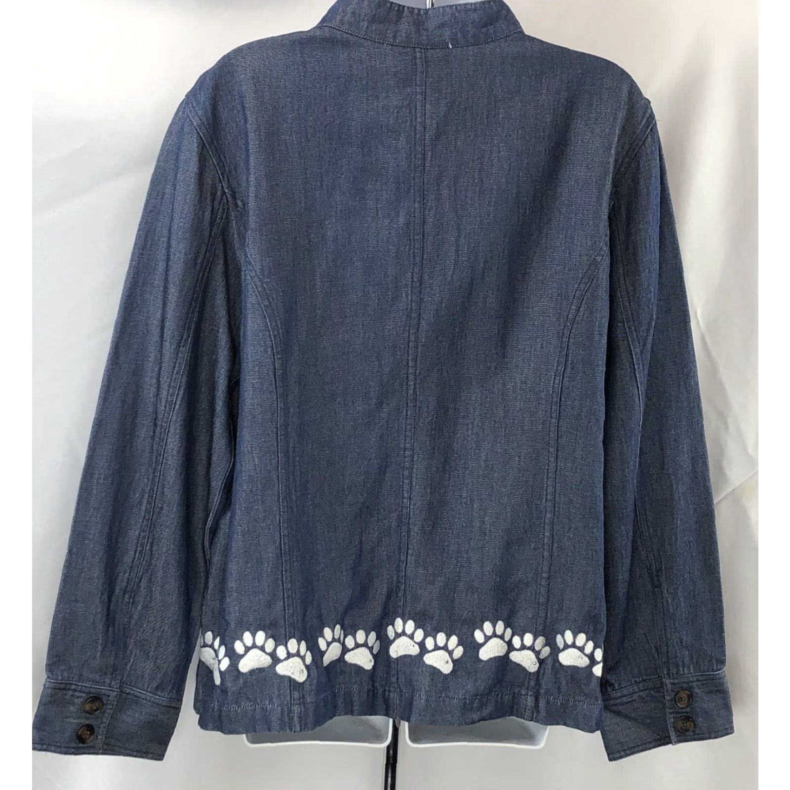 Croft & Barrow Croft Barrow Lt Jacket XL Chambray Denim Pockets Embroidery Dog Mom Puppy Paws Size XL / US 12-14 / IT 48-50 - 4 Thumbnail