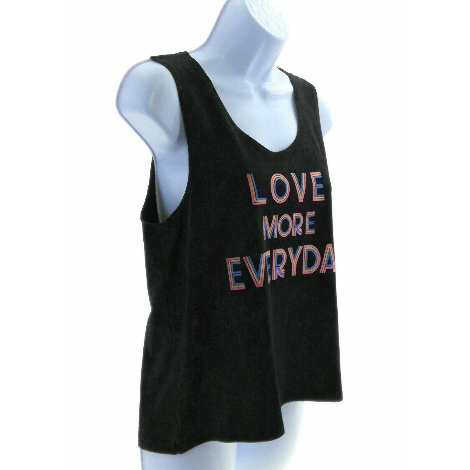 Other Electric Pink Black "Love More Everday" Tank Top Size Medium Size M / US 6-8 / IT 42-44 - 2 Thumbnail