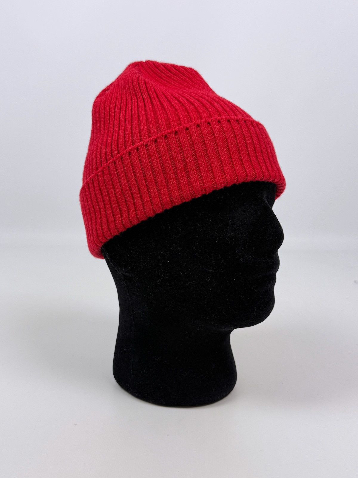 Vintage 1970s Vintage Ergolan Red Rib Knit Fisherman Cuff Beanie Hat Size ONE SIZE - 2 Thumbnail