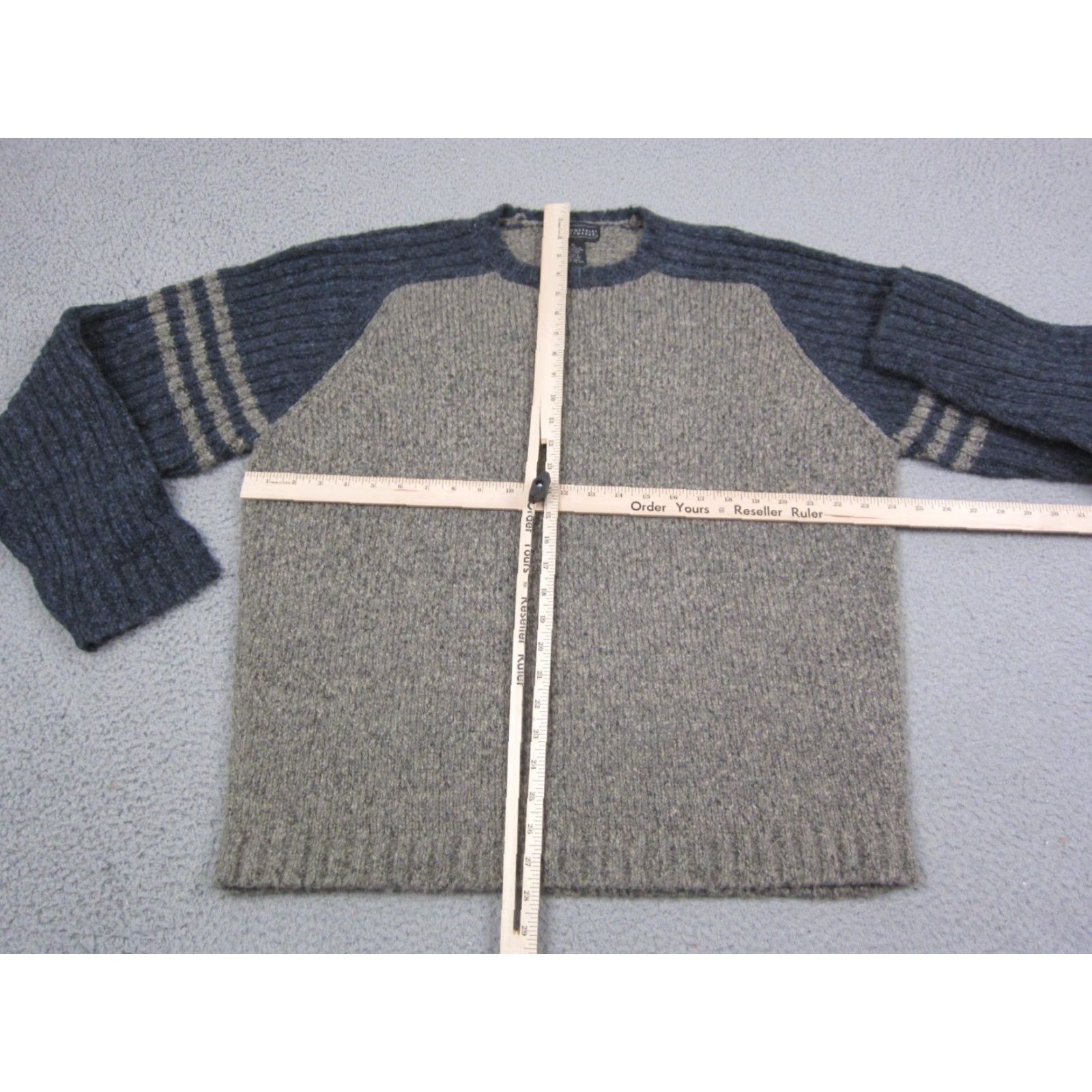 Vintage VINTAGE Industrial Exchange Sweater Mens XL Gray Blue Wool Stripe Sweatshirt Pullover Crew Neck 90s Casual Knit Knitwear Wool Blend-? Size US XL / EU 56 / 4 - 4 Thumbnail