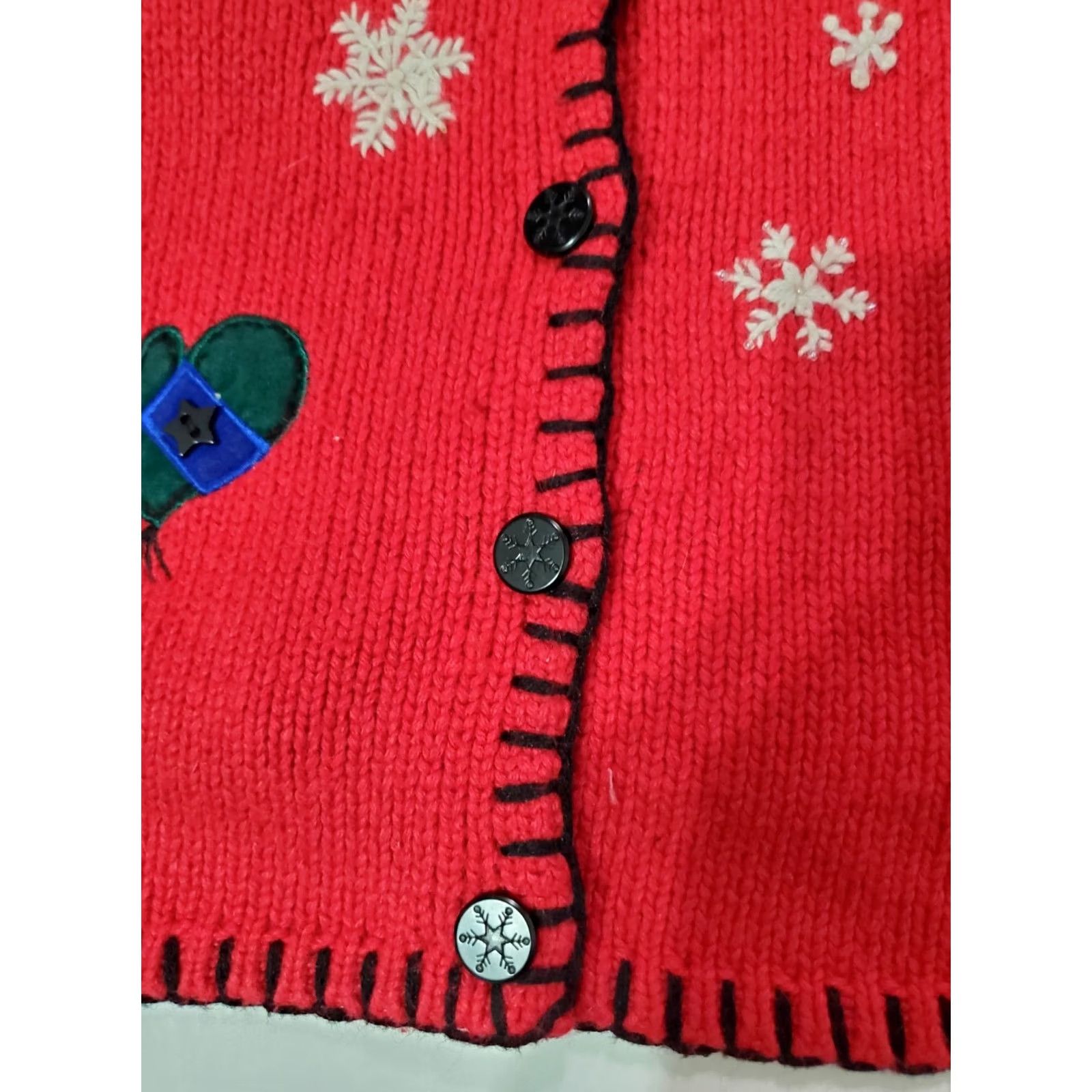 Croft & Barrow VINTAGE Croft & Barrow Cardigan Womens Large Red Christmas Sweater Snowmen Snowflakes Knit Embroidered Button Size L / US 10 / IT 46 - 2 Thumbnail