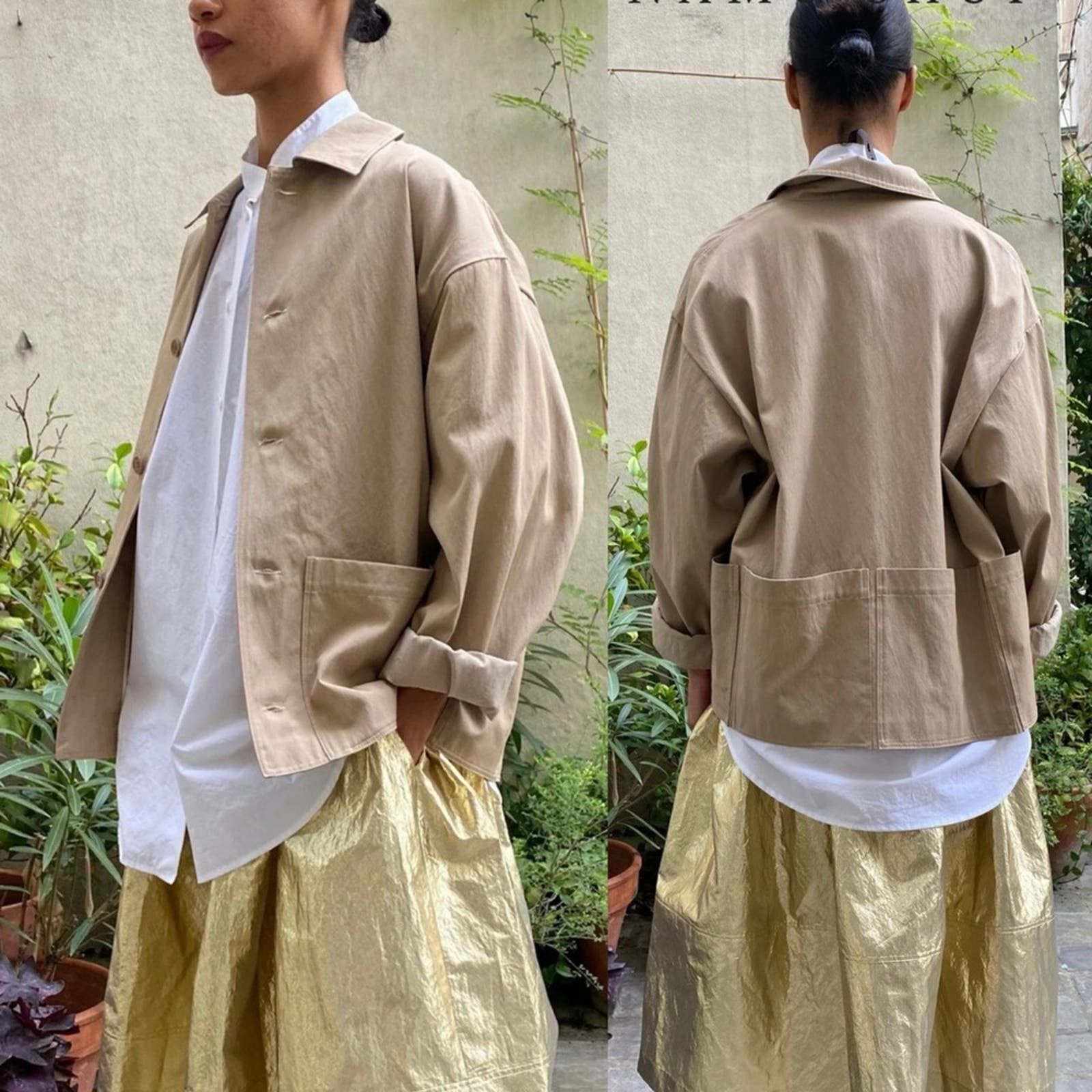 Sara Lanzi SARA LANZI 6 Pocket Relaxed Fit Light Jacket in Hazelnut S |  Grailed