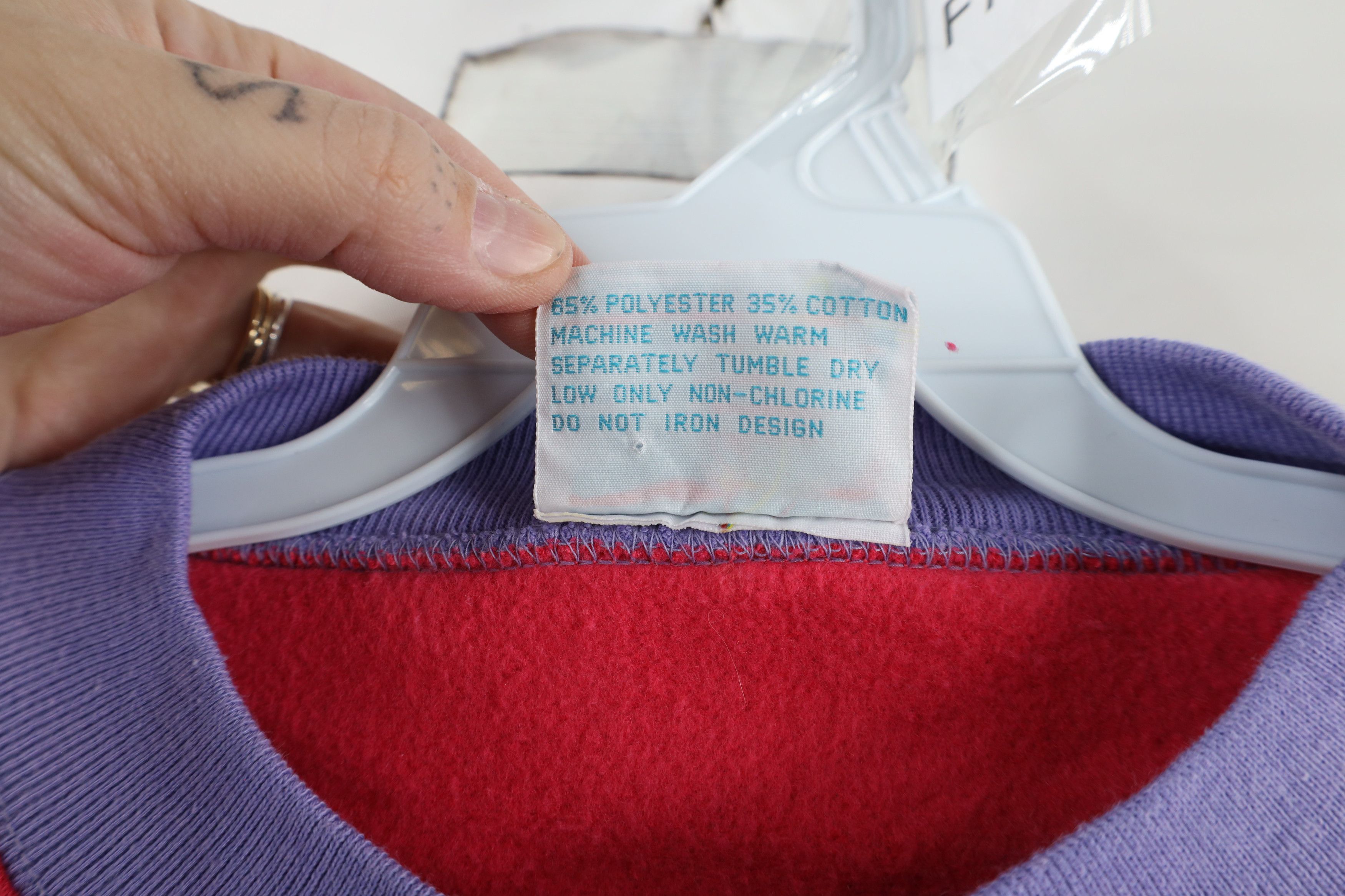 Converse × Vintage Vintage 80s 90s Converse Block Crewneck Sweatshirt Pink Size XL / US 12-14 / IT 48-50 - 6 Thumbnail