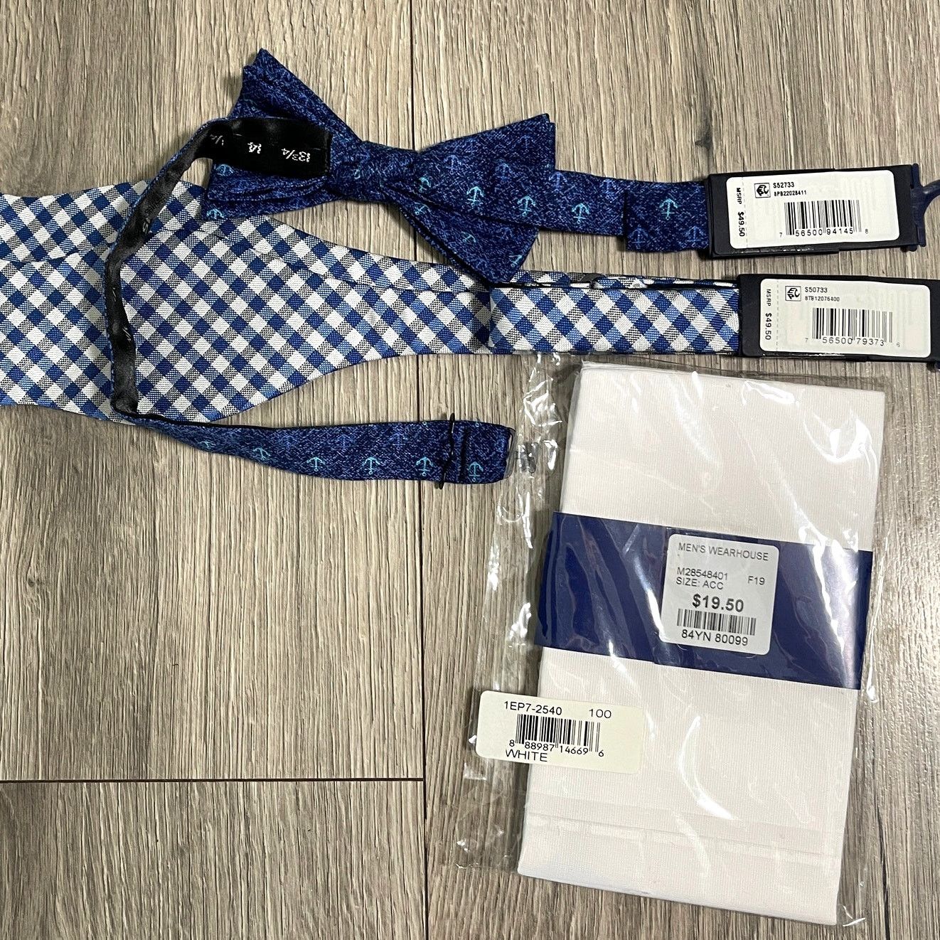 Tommy Hilfiger 3pc 2 Tommy Hilfiger Linen Bow Ties 1 Egara Pocket Square Size ONE SIZE - 4 Thumbnail
