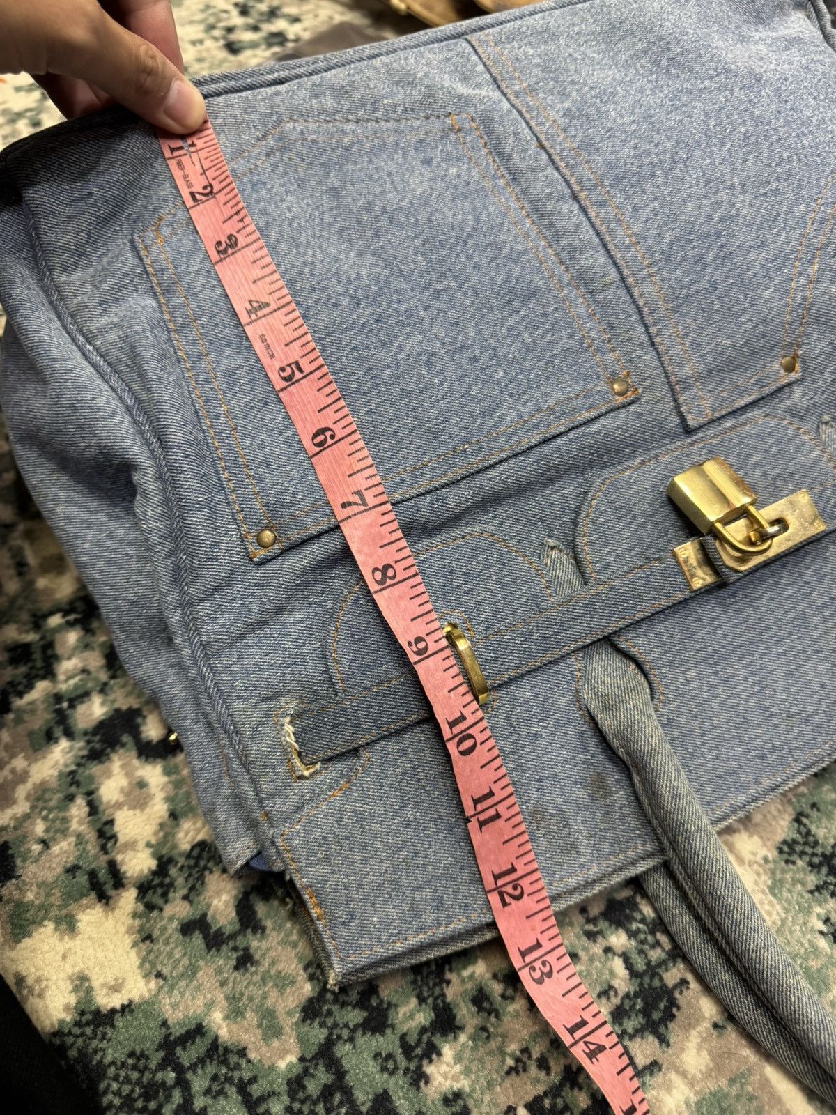Handmade VINTAGE DENIM HANDMADE BIRKIN STYLE HANDBAG Size ONE SIZE - 6 Thumbnail