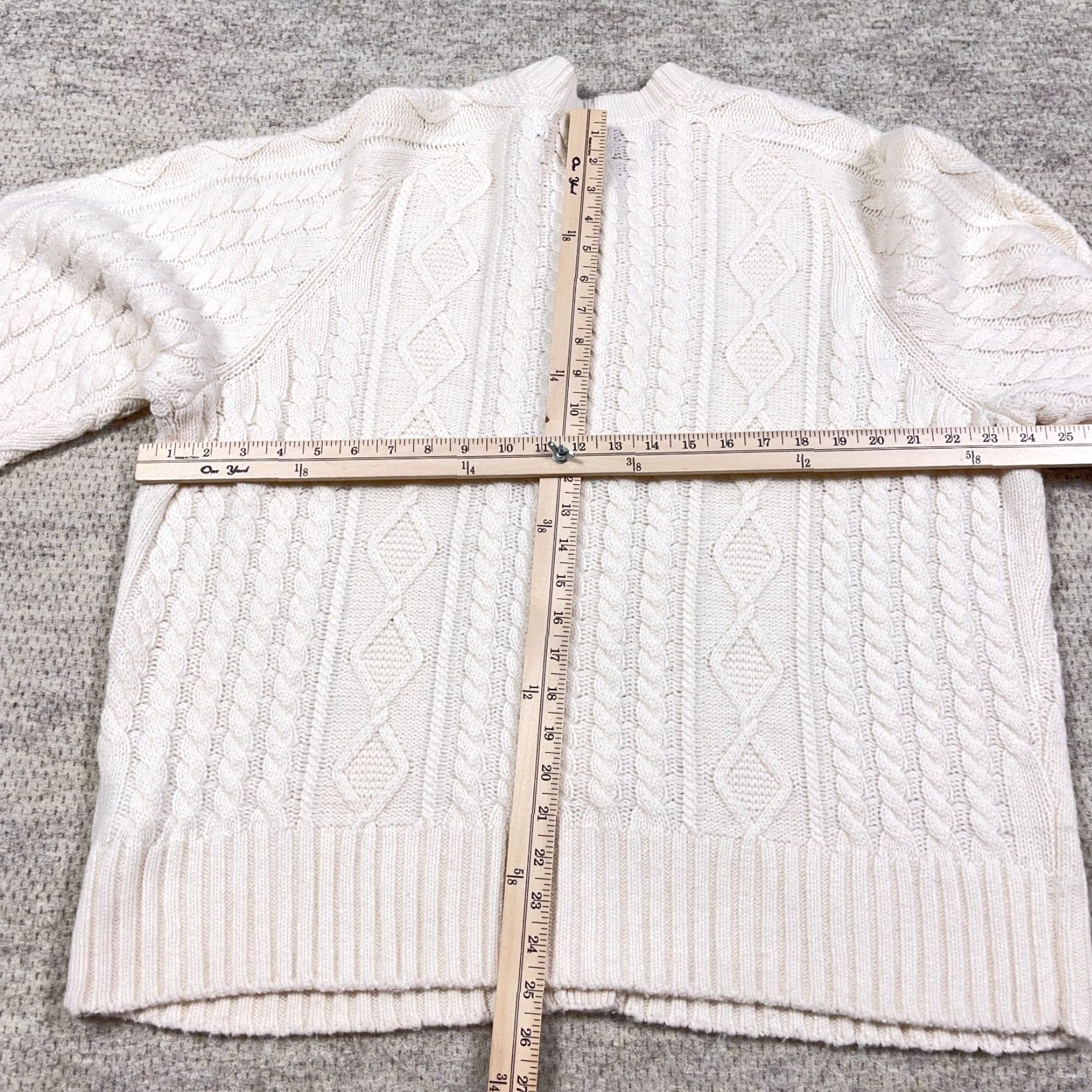 J.Crew J. Crew Cardigan Sweater Women 2X Ivory Cable Knit Wool Blend Gold Buttons Rib Knit Lightweight/All Seasons Size XXL / US 16-18 / IT 52-54 - 6 Thumbnail