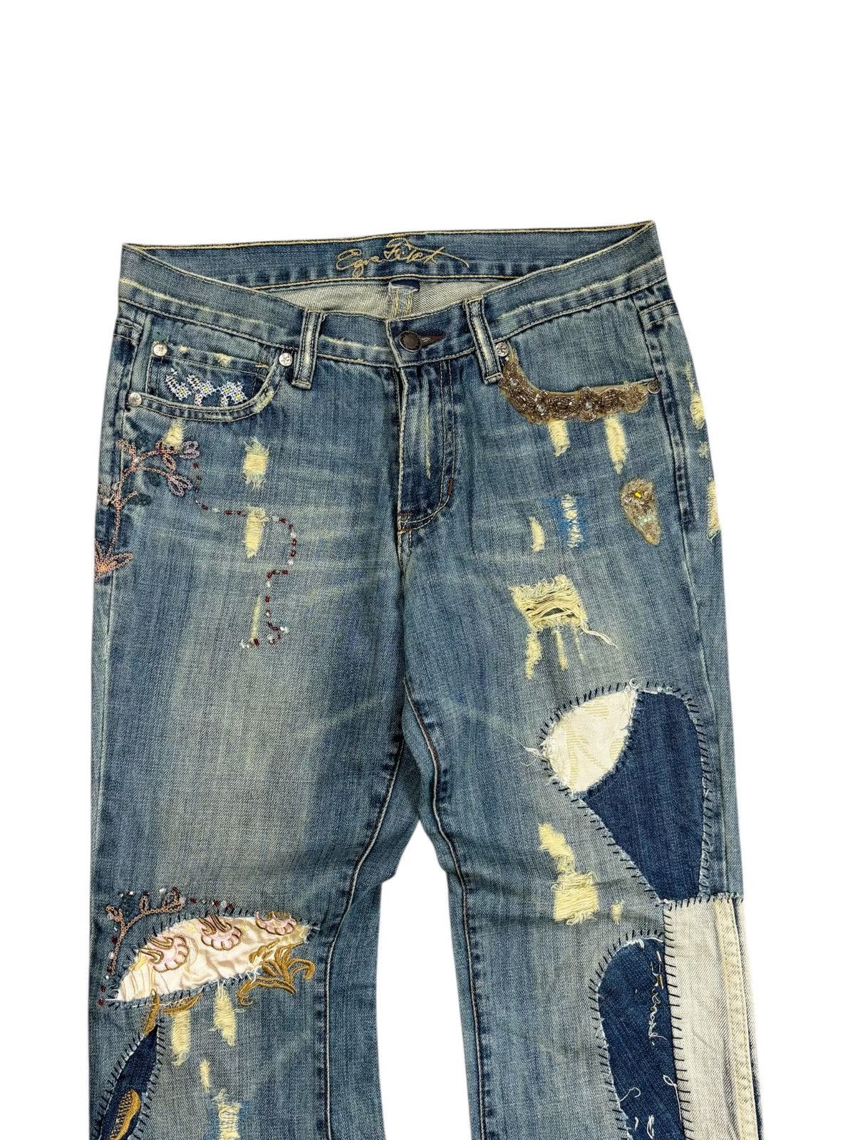 If Six Was Nine 2000s Japanese Brand - Hippie Patchwork Flared Denim Pants Size US 29 - 4 Thumbnail