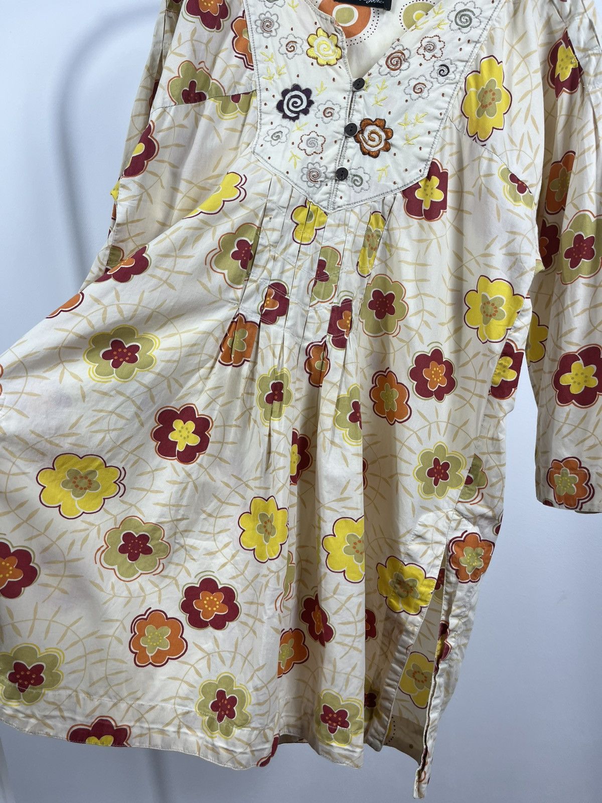 Gudrun Sjoden Gudrun Sjoden Floral Tunic Top Boho Ethnic Style Shirt S Size S / US 4 / IT 40 - 6 Thumbnail