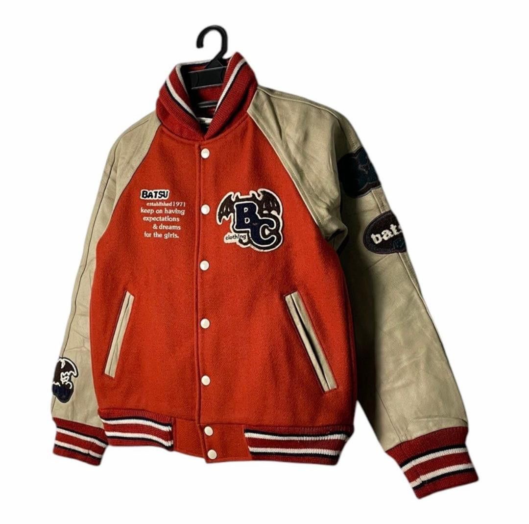 Japanese Brand BATSU CLUB SKULL DEVIL WOOL LEATHER ARM VARSITY JACKET Size US M / EU 48-50 / 2 - 2 Thumbnail