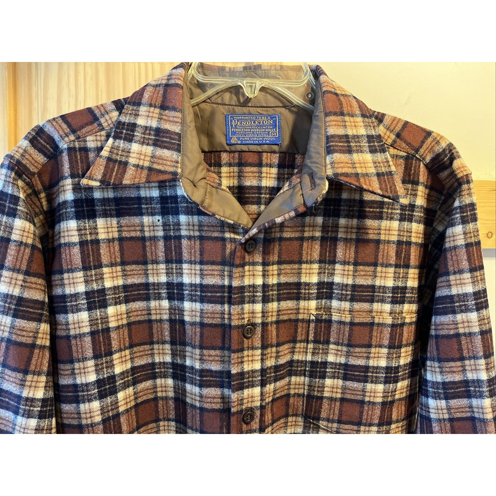 Pendleton Pendleton Mens M Brown Plaid LS Button Up Wool flannel Shirt Size US M / EU 48-50 / 2 - 10 Thumbnail