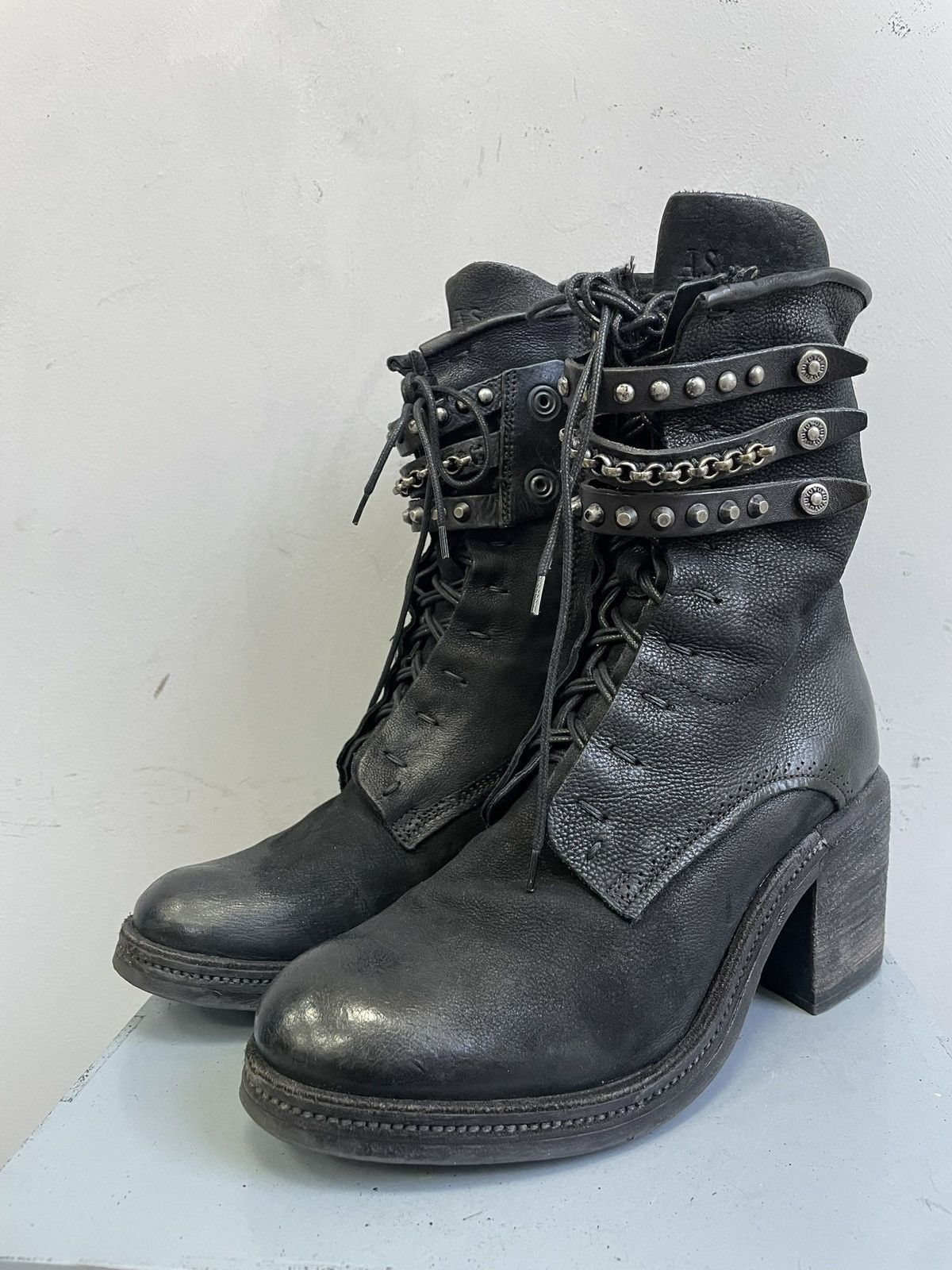 A.S.98 A.S.98 black leather boots gothic biker y2k style Size US 7.5 / EU 40-41 - 4 Thumbnail