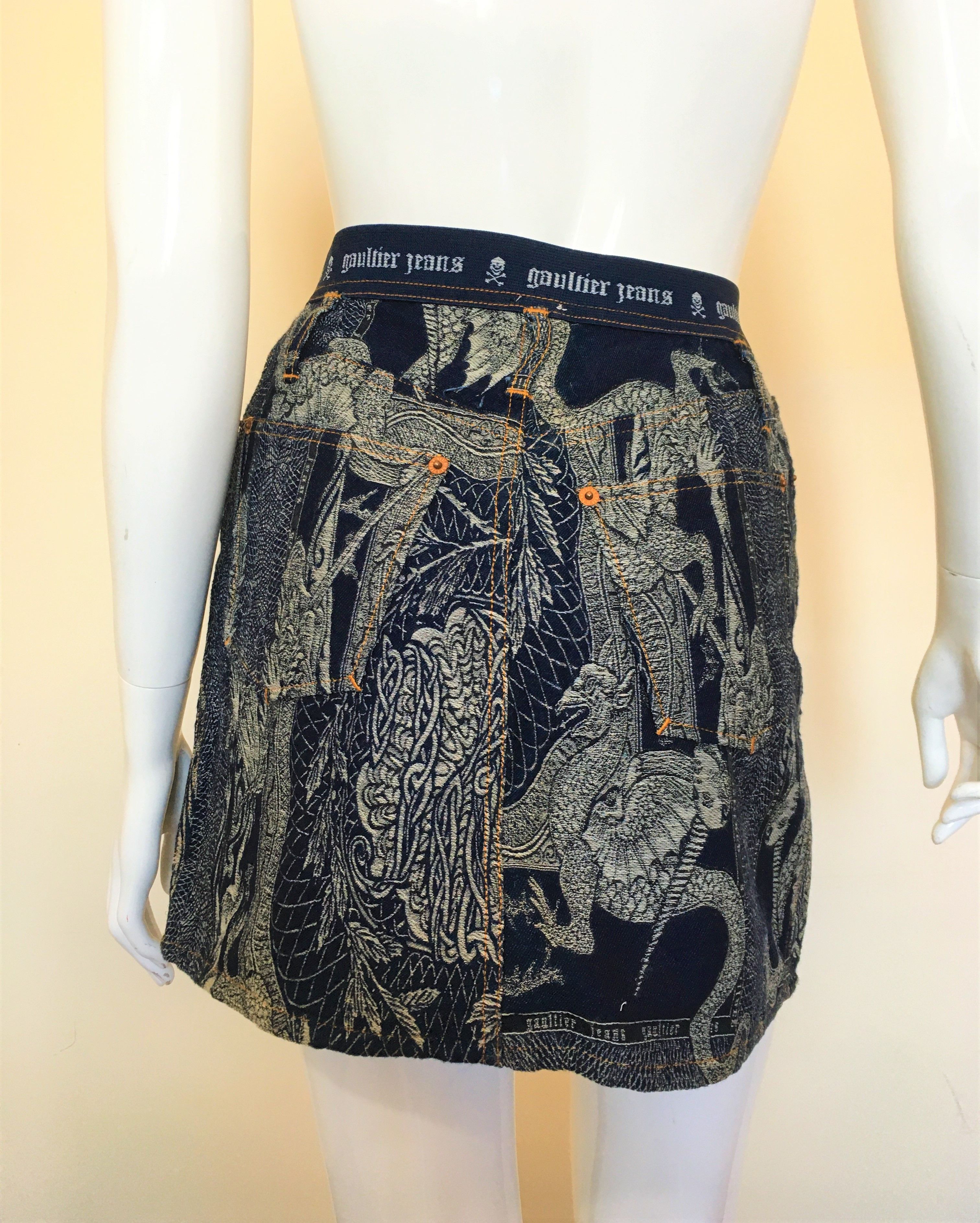 Jean Paul Gaultier Jean Paul Gaultier Dragon Pegasus Bull Baroque Mini Skirt Size 26" / US 2 / IT 38 - 2 Thumbnail