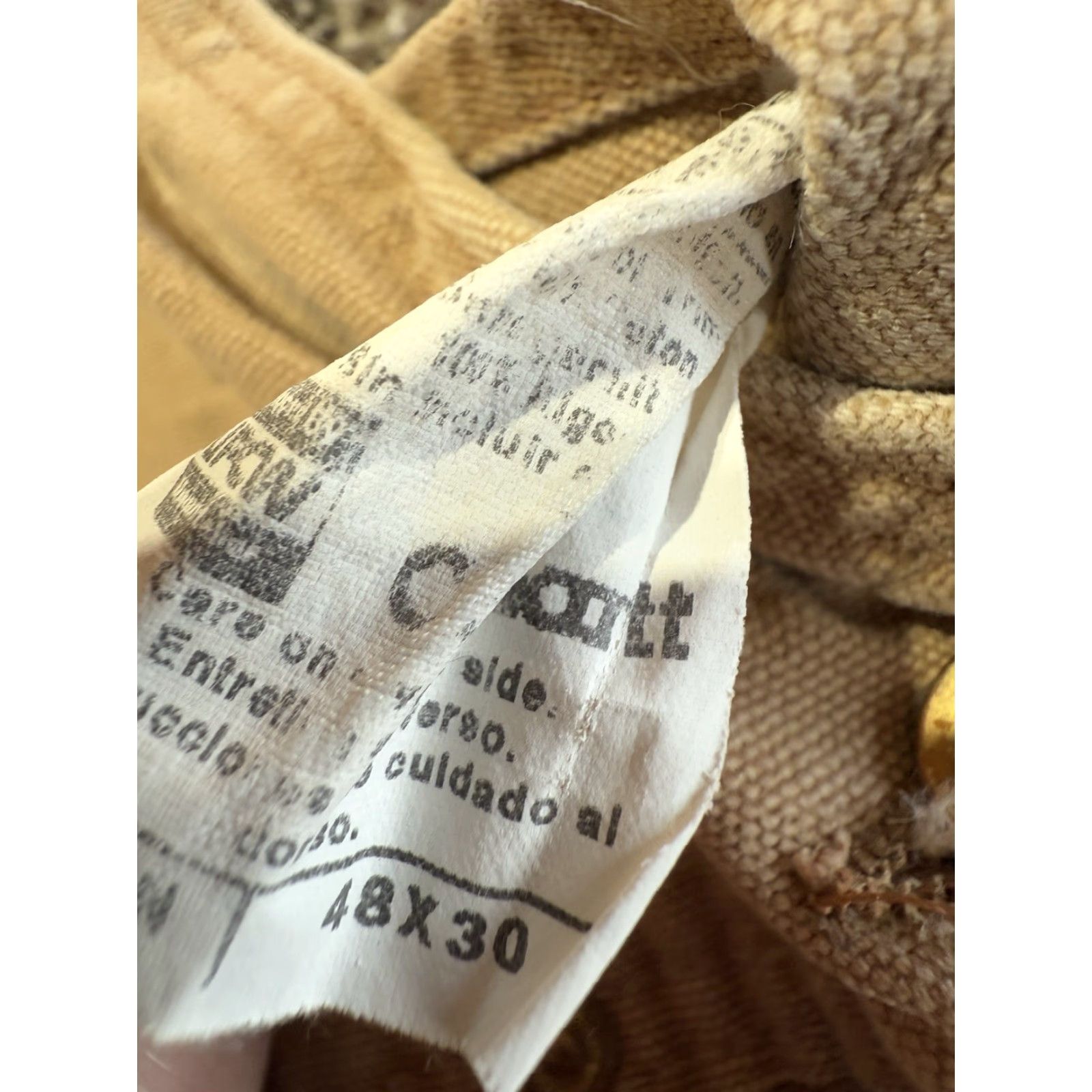 Carhartt VINTAGE Carhartt Overalls Bibs Mens 48 Duck Canvas Distress Faded Worn 48x30 Buckle 30in Inseam Logo Brown Cotton Workwear Casual Size US 32 / EU 48 - 3 Thumbnail