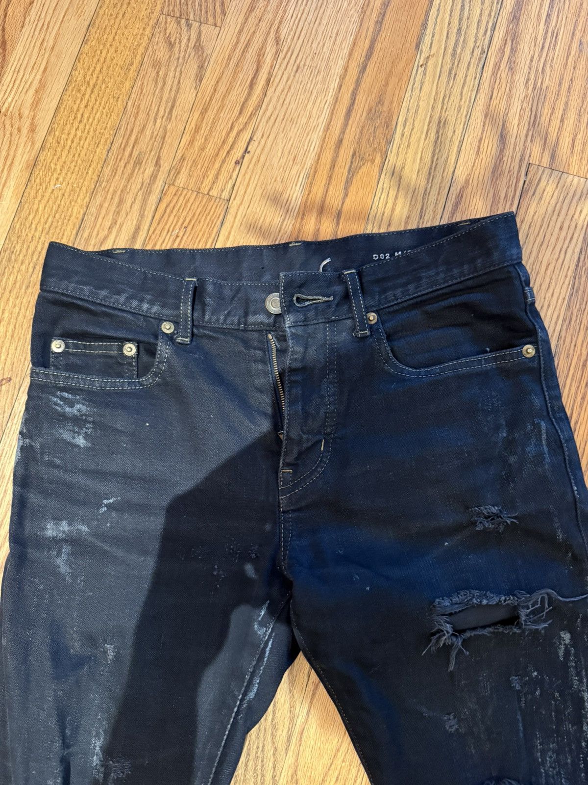 Hedi Slimane × Saint Laurent Paris × Yves Saint Laurent Saint Laurent Paris FW14 Oil Stain Denim Size US 27 - 2 Thumbnail