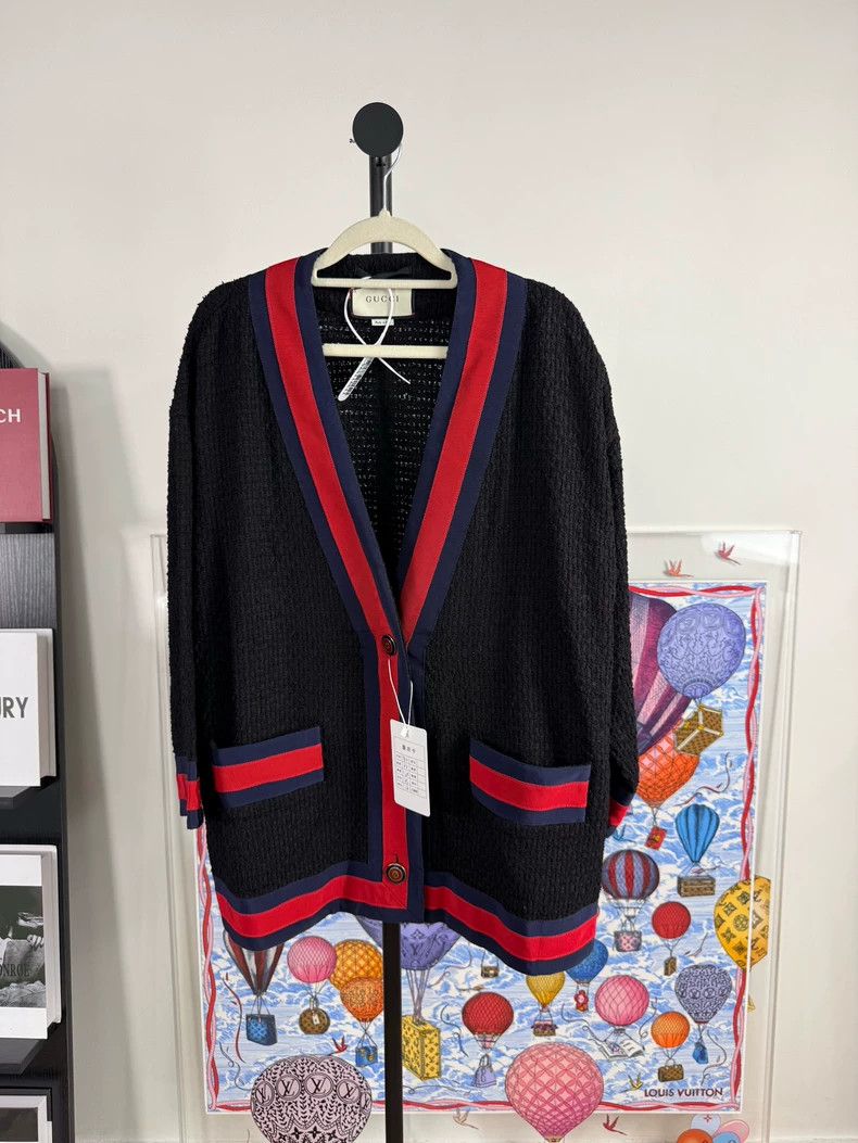 Gucci Gucci Classic red and blue cardigan coat Size S / US 4 / IT 40 - 1 Thumbnail