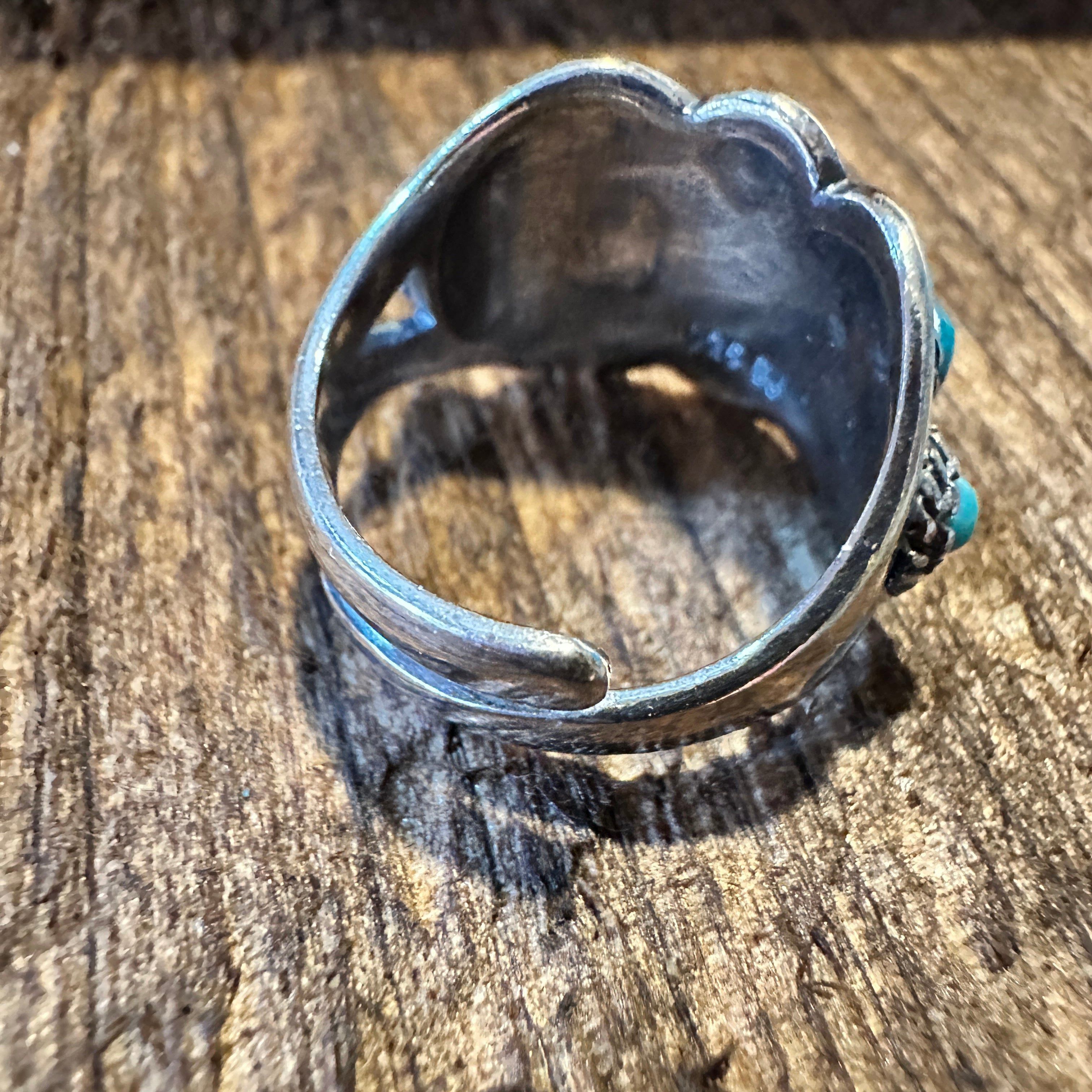 Other Native American Artisan Cuff Ring in Sterling Silver & Turqu Size ONE SIZE - 6 Thumbnail