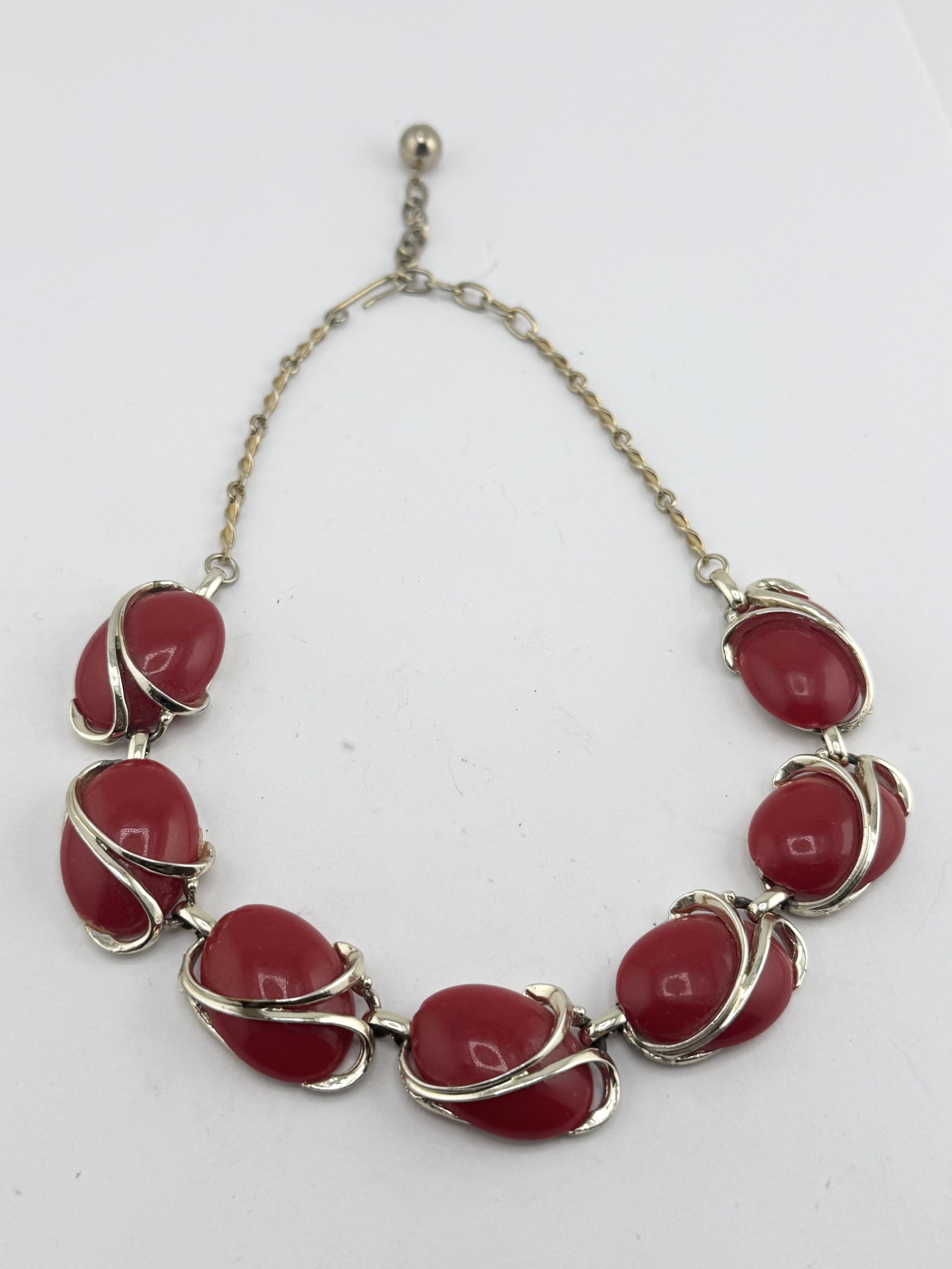 Vintage Vintage red thermoset collar necklace Size ONE SIZE - 3 Thumbnail