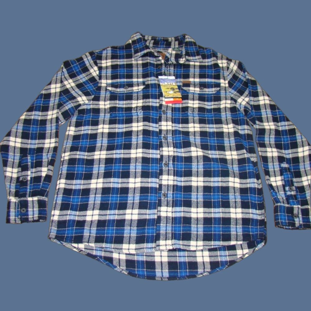 Orvis Orvis Shirt Mens Medium Heavy Weight Blue Plaid Flannel Button Long Sleeve NWT Size US M / EU 48-50 / 2 - 1 Thumbnail