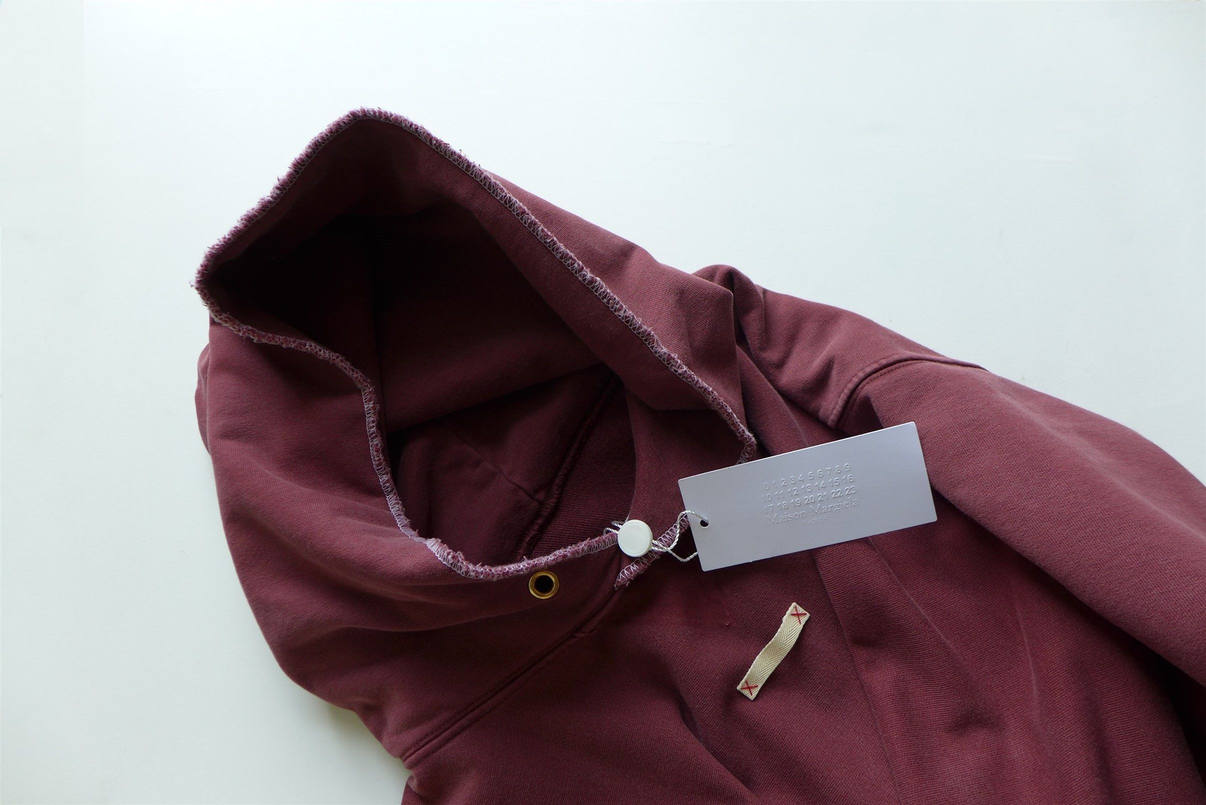 Maison Margiela Margiela Name Tag Hoodie - Washed Burgundy Cotton Size US L / EU 52-54 / 3 - 5 Thumbnail