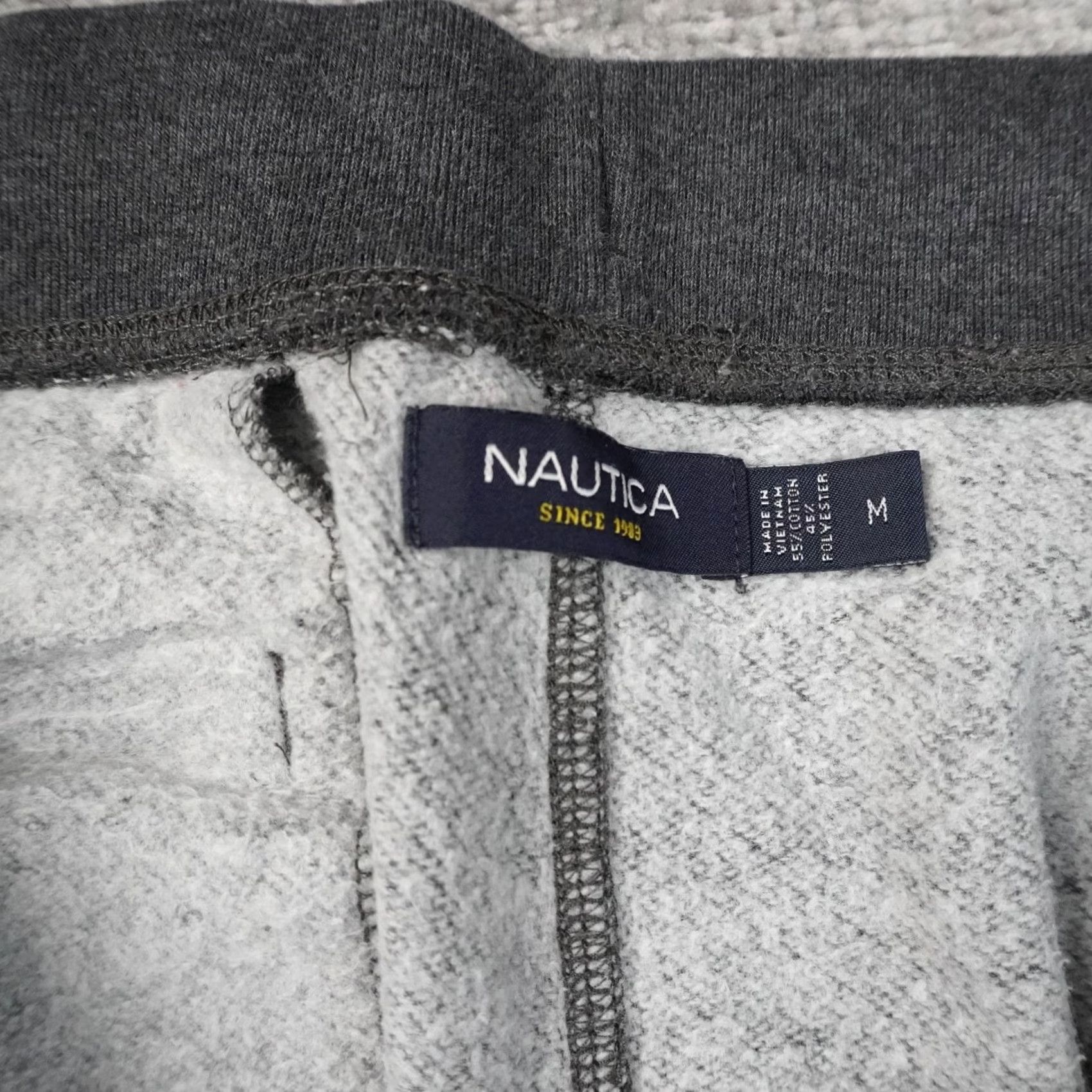 Nautica Nautica Athletic Sweatpants Mens Medium Gray Drawstring Pockets Activewear Fatigue Logo Moisture Wicking Regular Fit Size US 31 - 3 Thumbnail