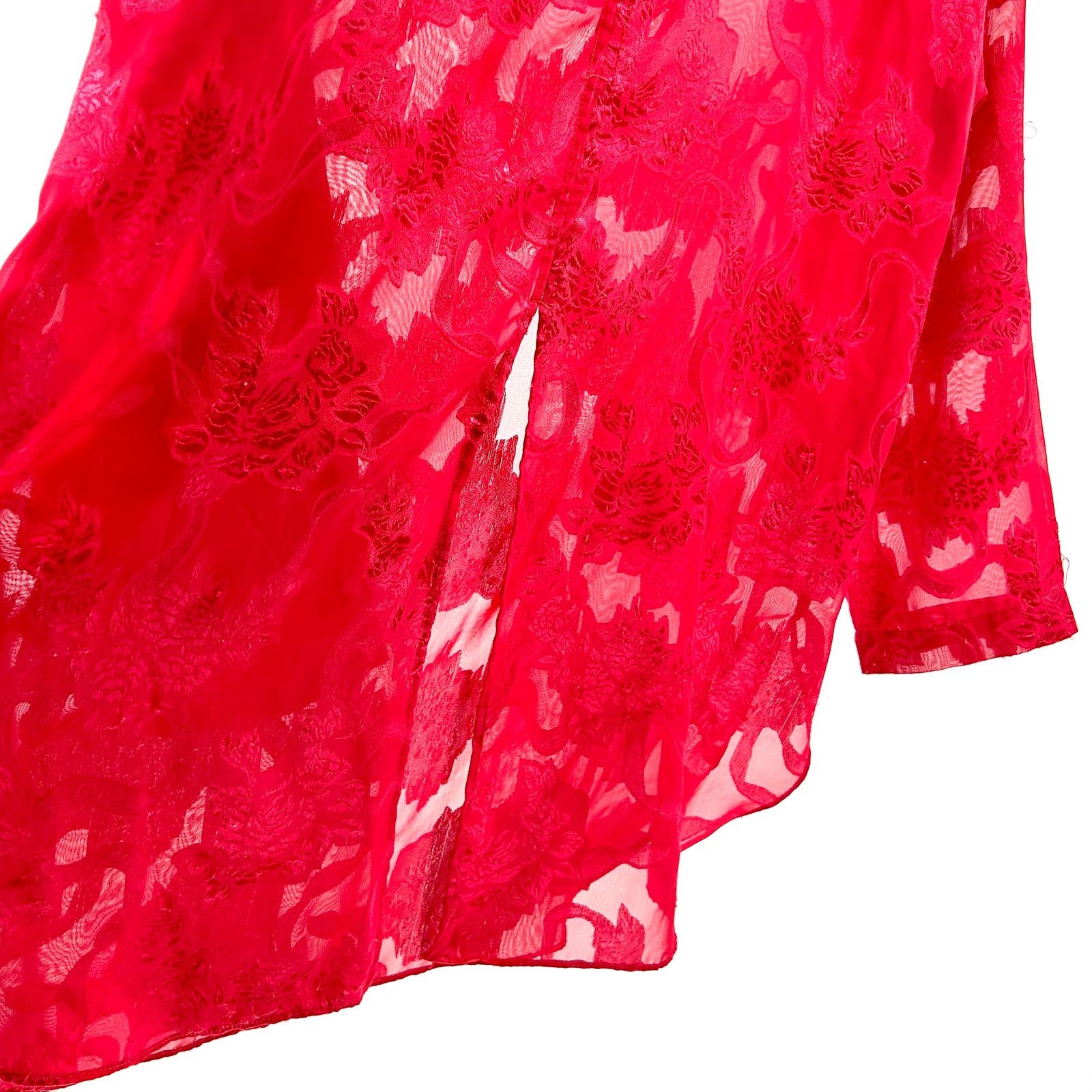 Victoria's Secret Vintage 90s Red Sheer Lace Long Sleeve Blouse Size M / US 6-8 / IT 42-44 - 4 Thumbnail