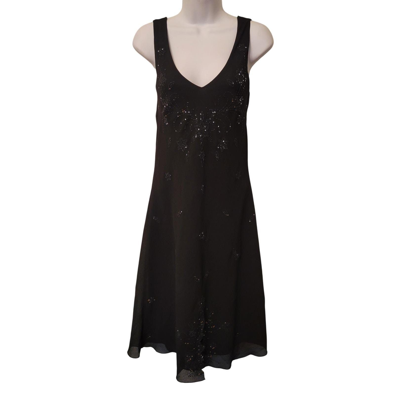 Other Vtg USA M Dress Black Sequin Bias Cut 90s Whimsigoth Faire Size M / US 6-8 / IT 42-44 - 2 Thumbnail