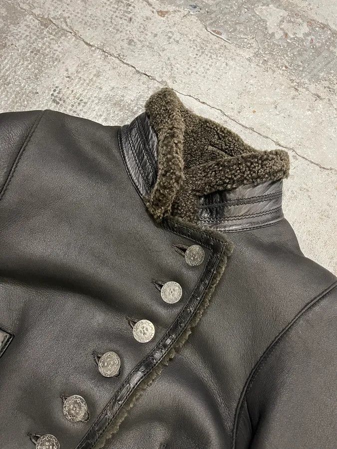 Marithe + Francois Girbaud 2000s Marithé + François Girbaud Asymmetrical Buttoned Leather Jacket Size M / US 6-8 / IT 42-44 - 5 Thumbnail