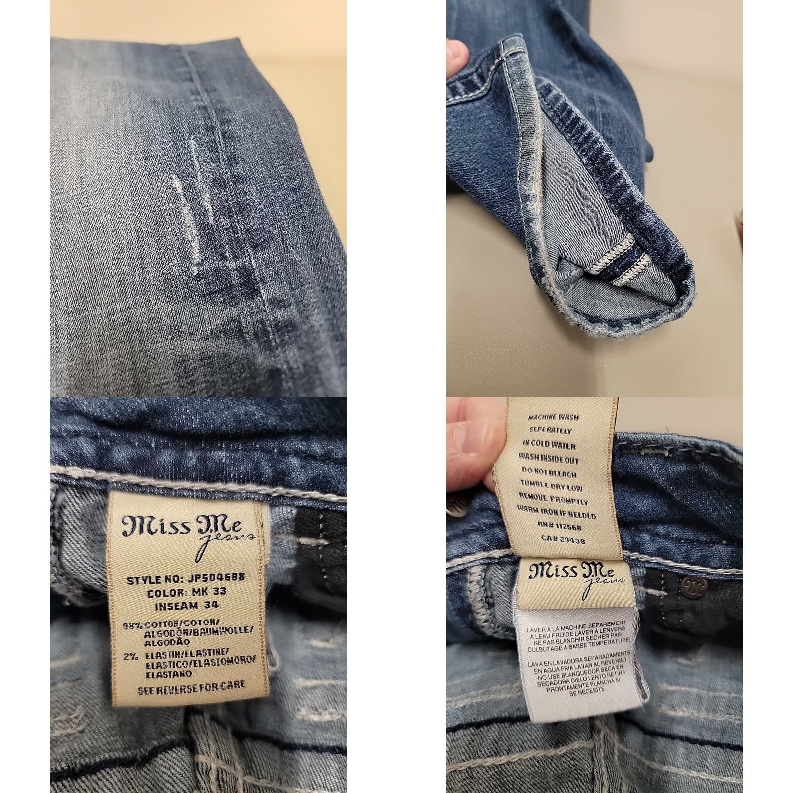 Miss Me Miss Me Jeans Bootcut 30x34 Blue Embroidered Stretch Denim Women's Regular Jeans 5-Pocket JP504688 Size 30" / US 8 / IT 44 - 11 Thumbnail