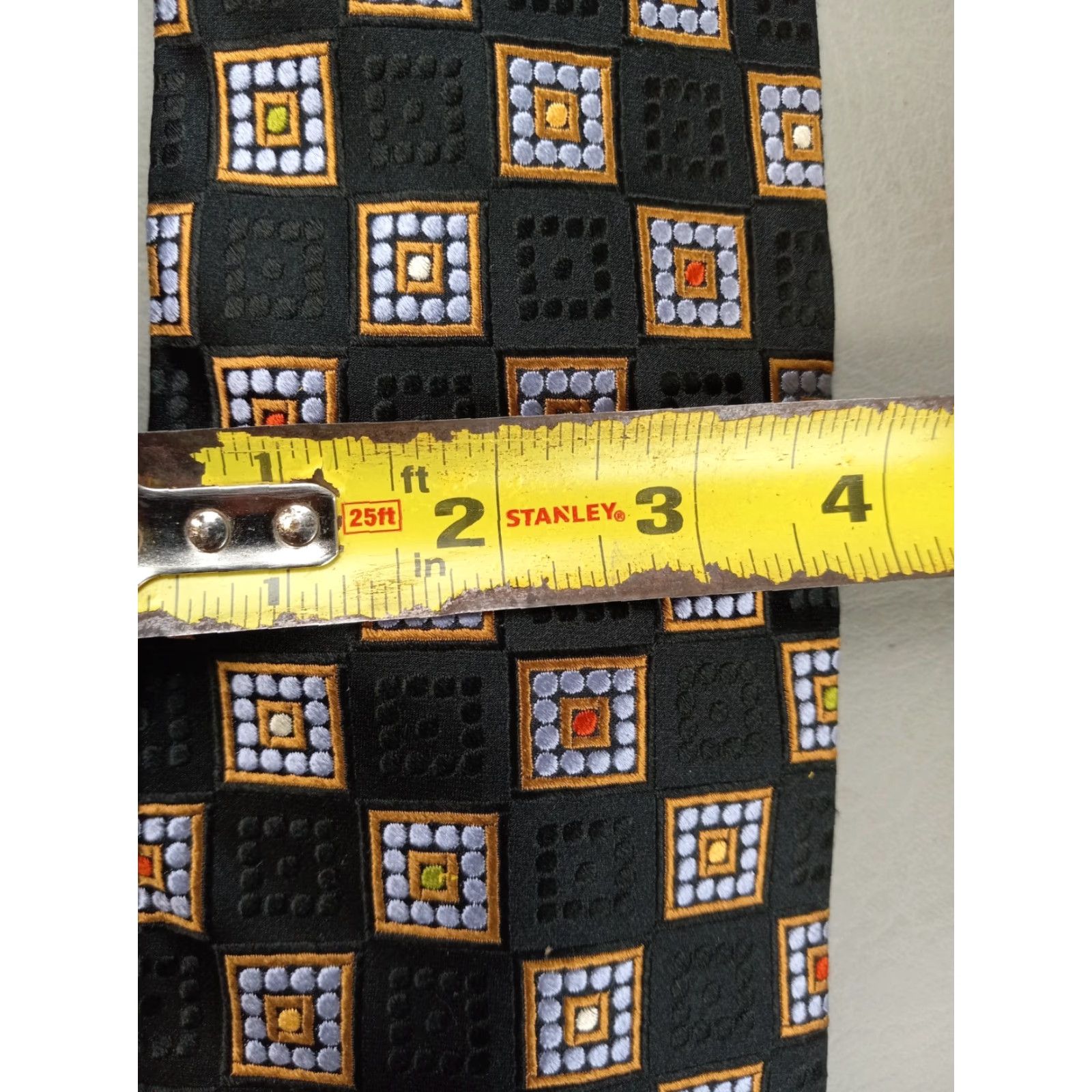 Robert Talbott Robert Talbott Best of Class Tie Black Blue Squares Thick Woven Silk Mens Tie Classic 57"-60" Black/Blue Geometric Abstract Squares Pattern Size ONE SIZE - 6 Thumbnail