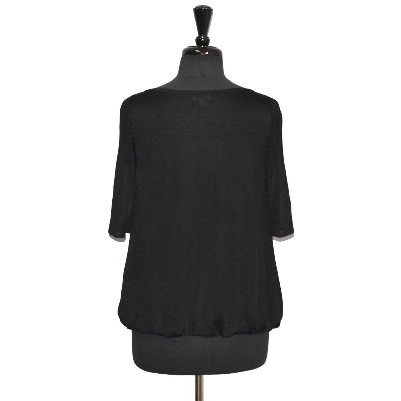 Tse NEW TSE Black Translucent Elasticized Hem Short Sleeve Top M Size M / US 6-8 / IT 42-44 - 3 Thumbnail