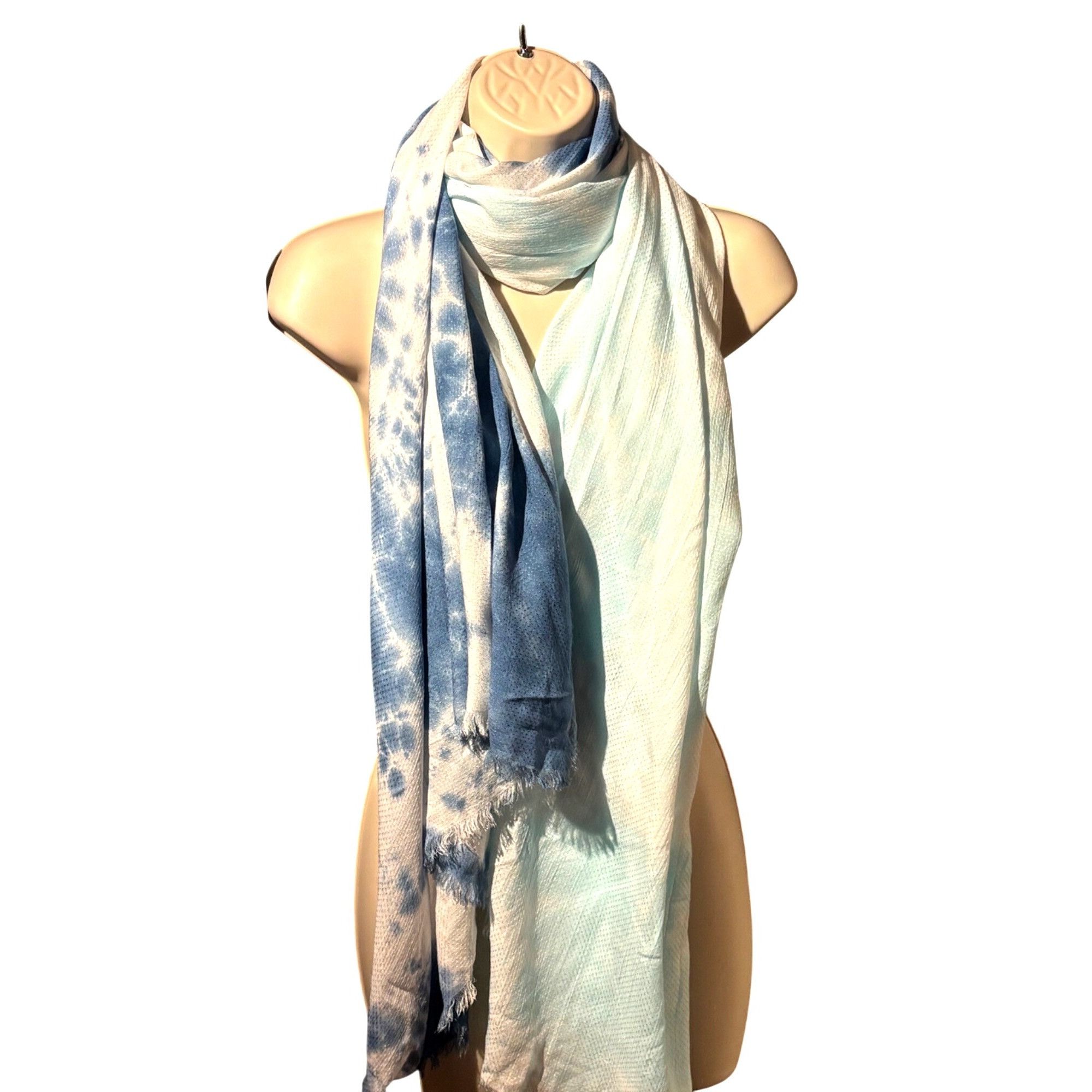 Other Steve Madden Two-Tone Tie-Dyed Scarf, OS, Blue Size ONE SIZE - 5 Thumbnail
