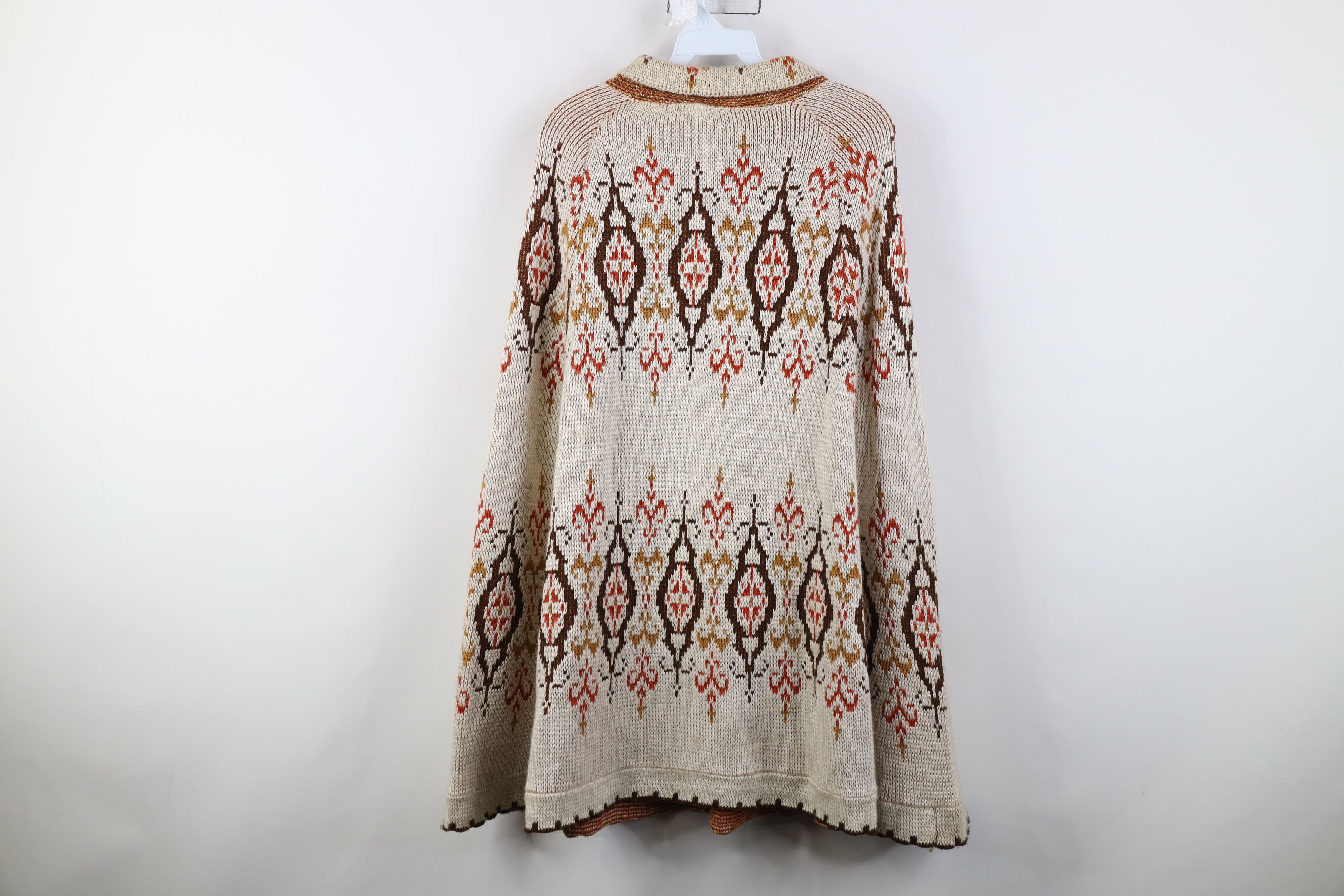 Vintage Vintage 70s Mid Century Modern MCM Knit Poncho Sweater Cape Size ONE SIZE - 13 Thumbnail
