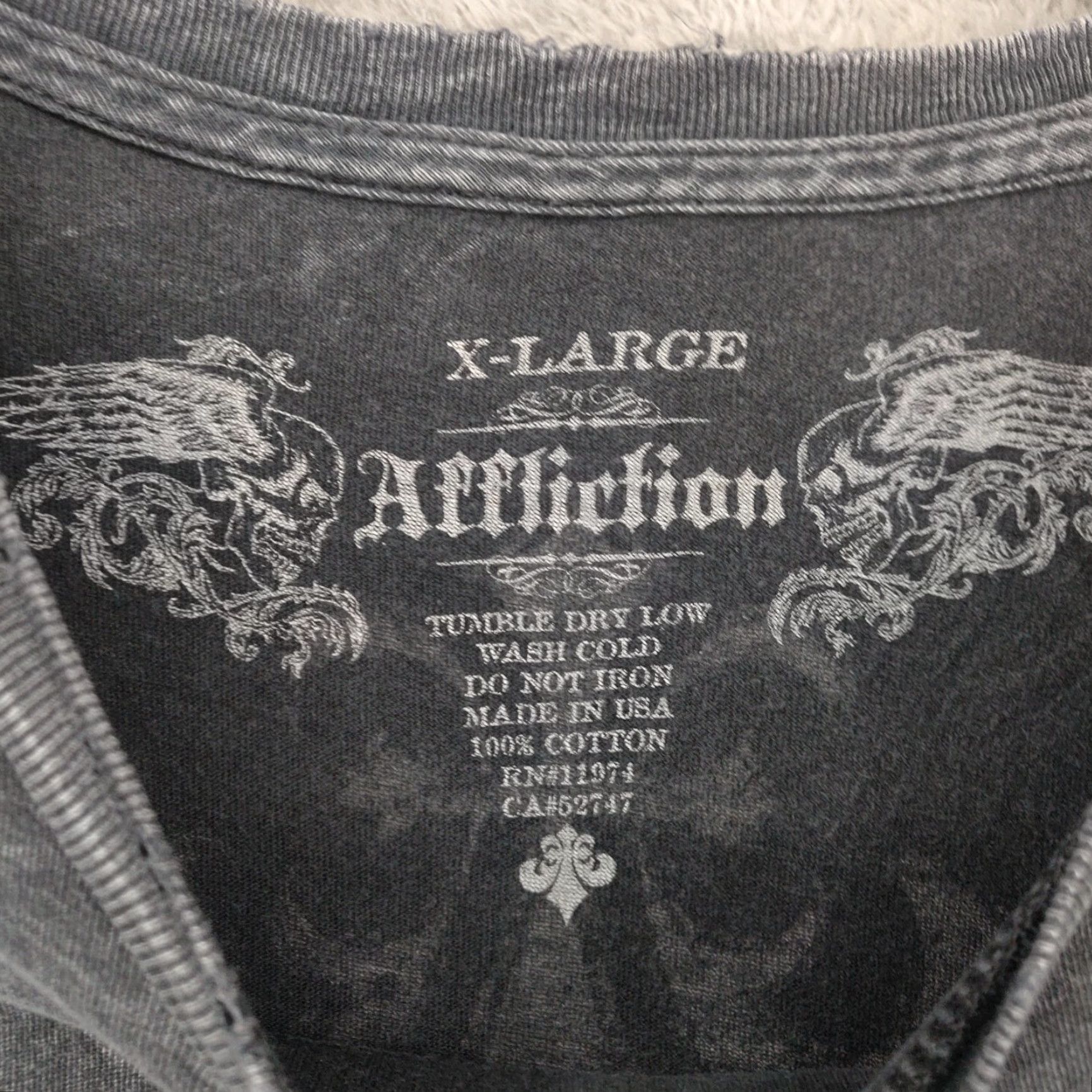 Affliction VINTAGE Affliction Shirt Mens XL Grey Short Sleeve Skulls Wings MMA Y2K Size US XL / EU 56 / 4 - 7 Thumbnail