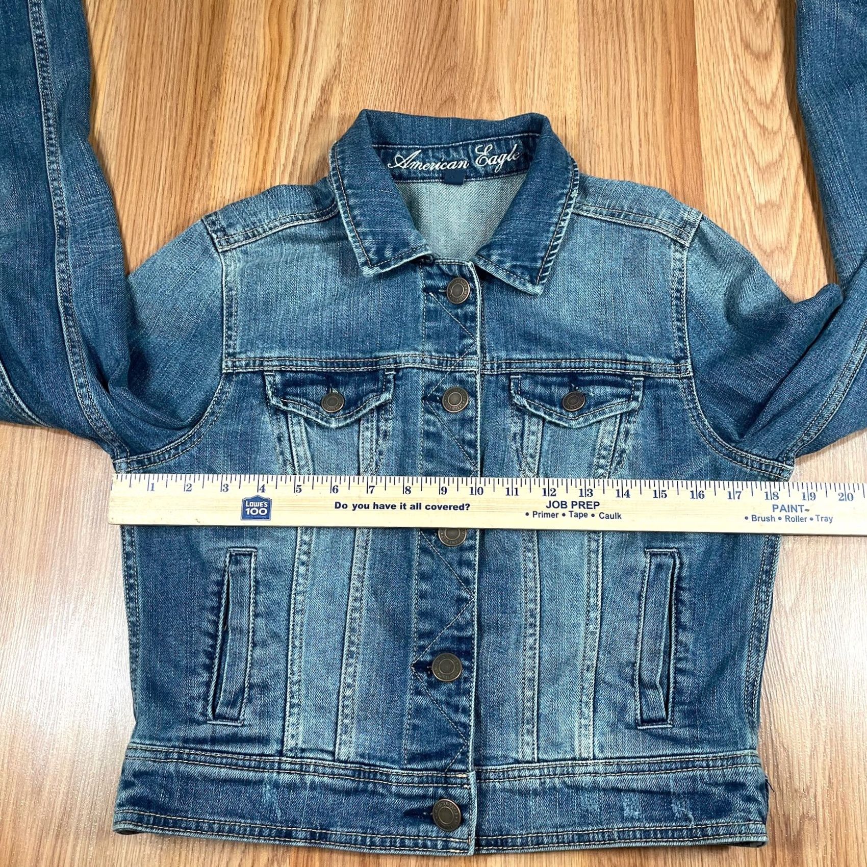 American Eagle Outfitters VINTAGE American Eagle Outfitters Jeans Jacket Womens M Medium Stretch Blue Denim Button Pockets Size 32" / US 10 / IT 46 - 5 Thumbnail