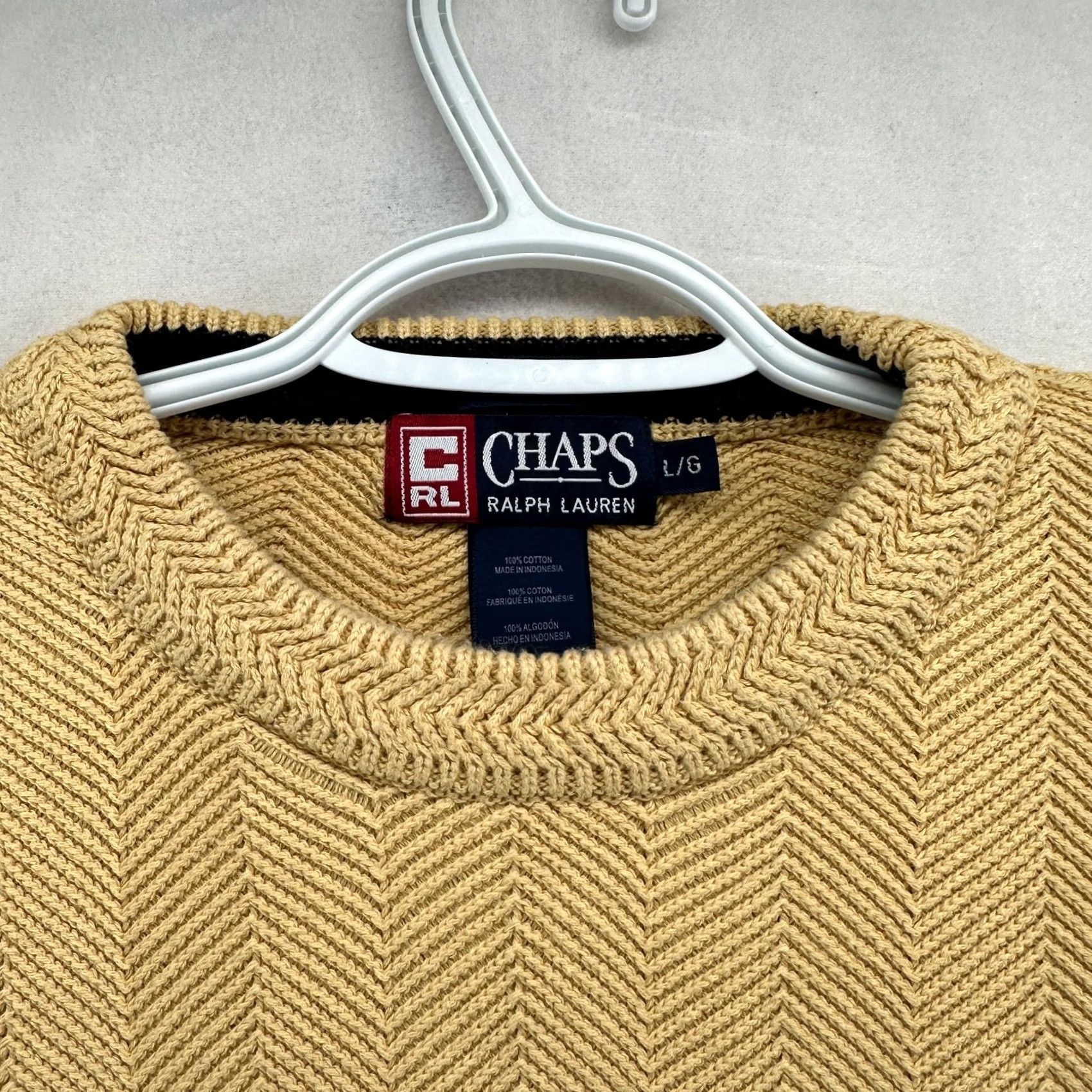 Chaps Chaps Ralph Lauren Pullover Sweater Yellow Men's L Long Sleeve Knit Crew Neck Casual Winter Classic Comfort Knit L Mens Size US L / EU 52-54 / 3 - 6 Thumbnail