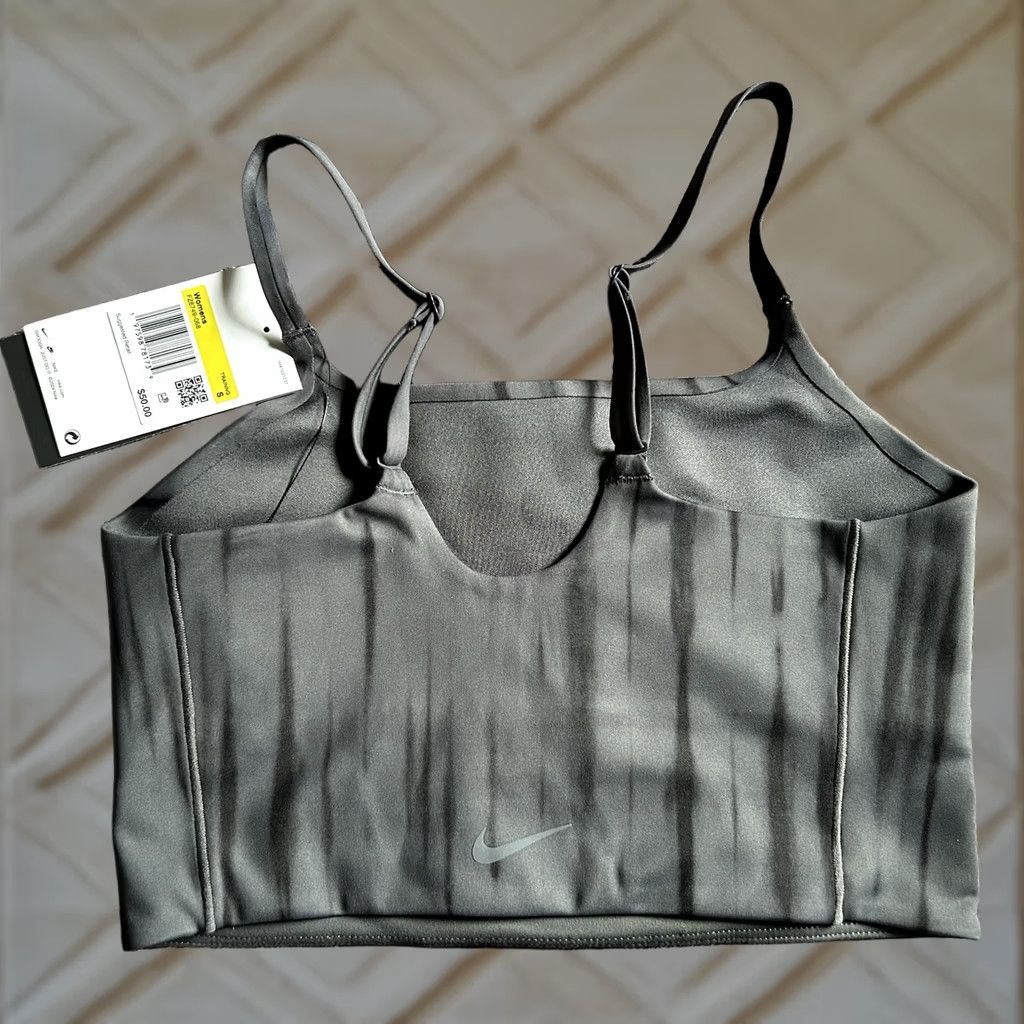 Nike Nike One Women’s Light Support Longline Printed Sports Bra Gray Size S Gray Nike Dri-FIT Activewear Sports Bra Womens Size ONE SIZE - 1 Thumbnail