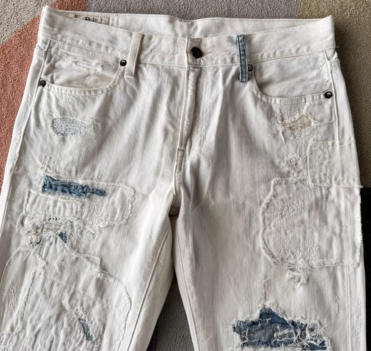 Polo Ralph Lauren Polo Ralph Lauren White Patch Distressed Jeans K22 Size US 27 - 2 Thumbnail
