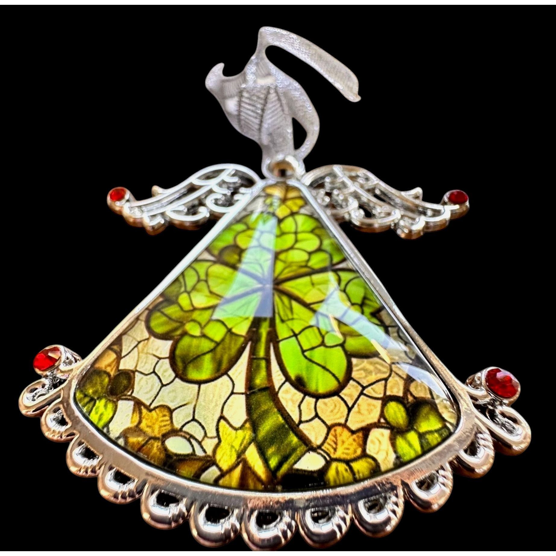 Handmade Shamrock Angel Christmas Ornament New Celtic Glass Savannah Size ONE SIZE - 1 Thumbnail