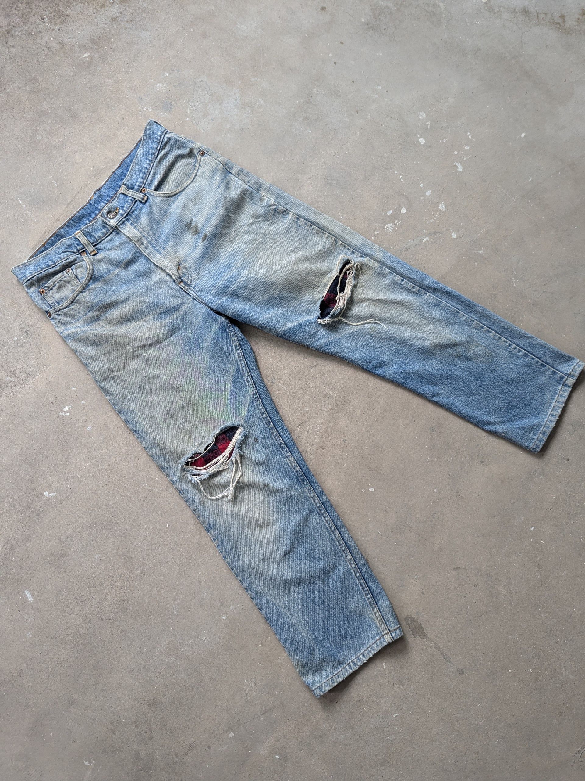 Levi's × Vintage Vintage Levis Denim Distressed Custom Patchwork Punk Style Size US 32 / EU 48 - 3 Thumbnail