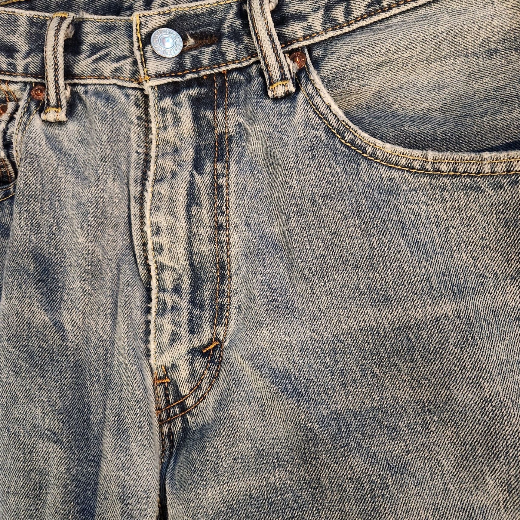 Levi's Levi's 505 Jeans Mens 34X30 Blue Light Wash Denim Straight Fit Regular 5-Pocket Design Belt Loops Logo Size US 34 / EU 50 - 5 Thumbnail