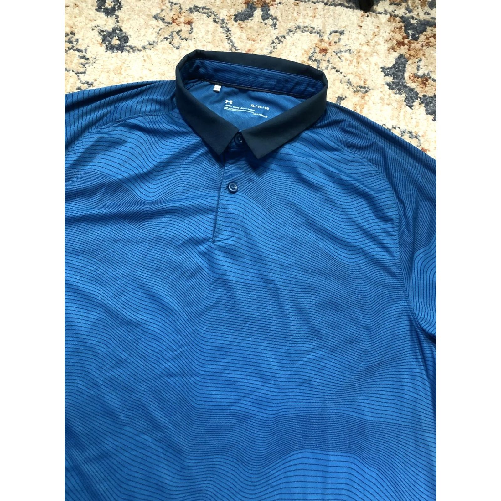 Under Armour Under Armour HeatGear Polo Shirt Mens XL Blue Stripe Short Sleeve Golf Shirt Size US XL / EU 56 / 4 - 6 Thumbnail