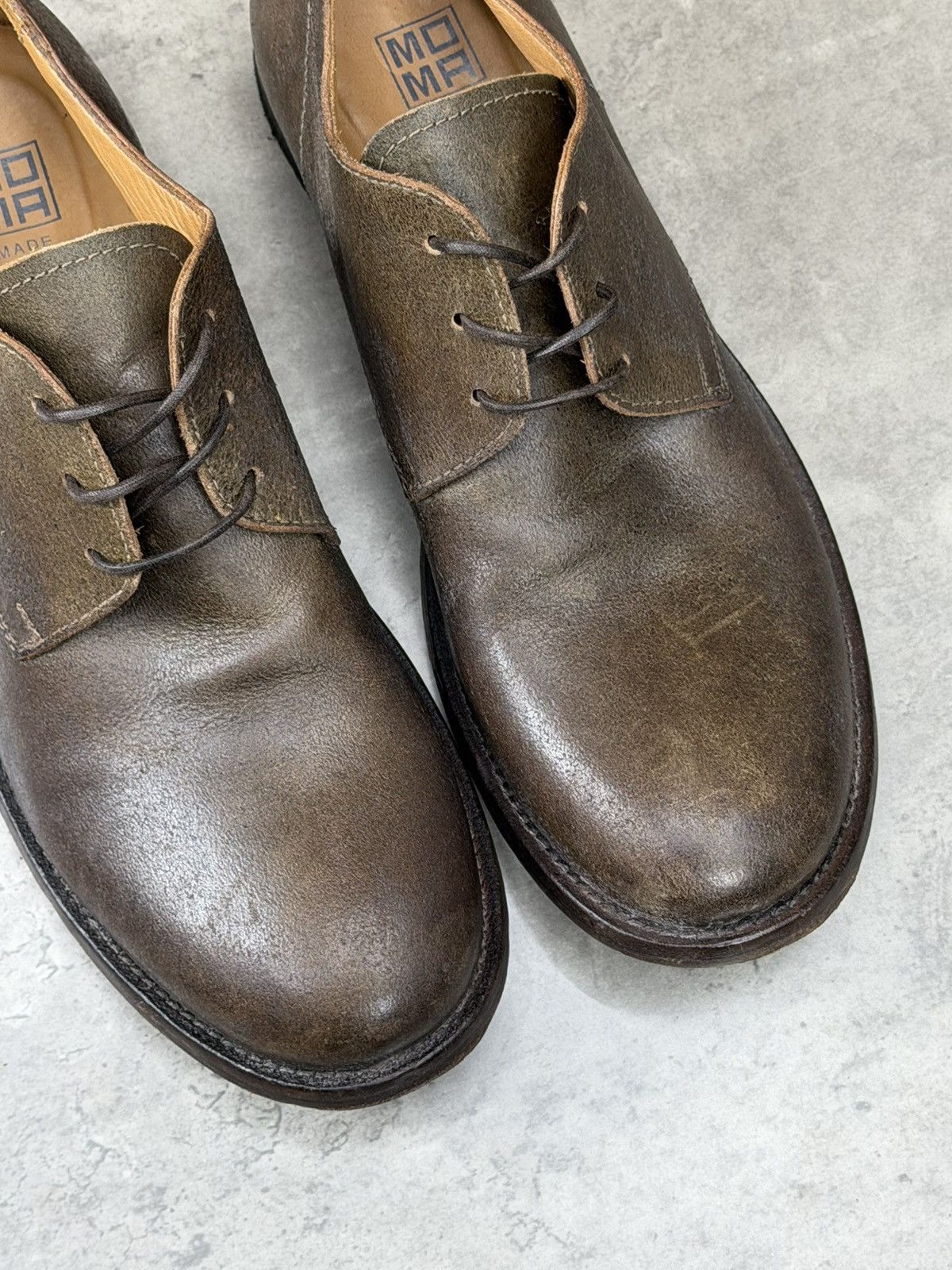 MoMA MOMA Brown Leather Distressed Derby Shoes Size 42 Size US 9 / EU 42 - 7 Thumbnail
