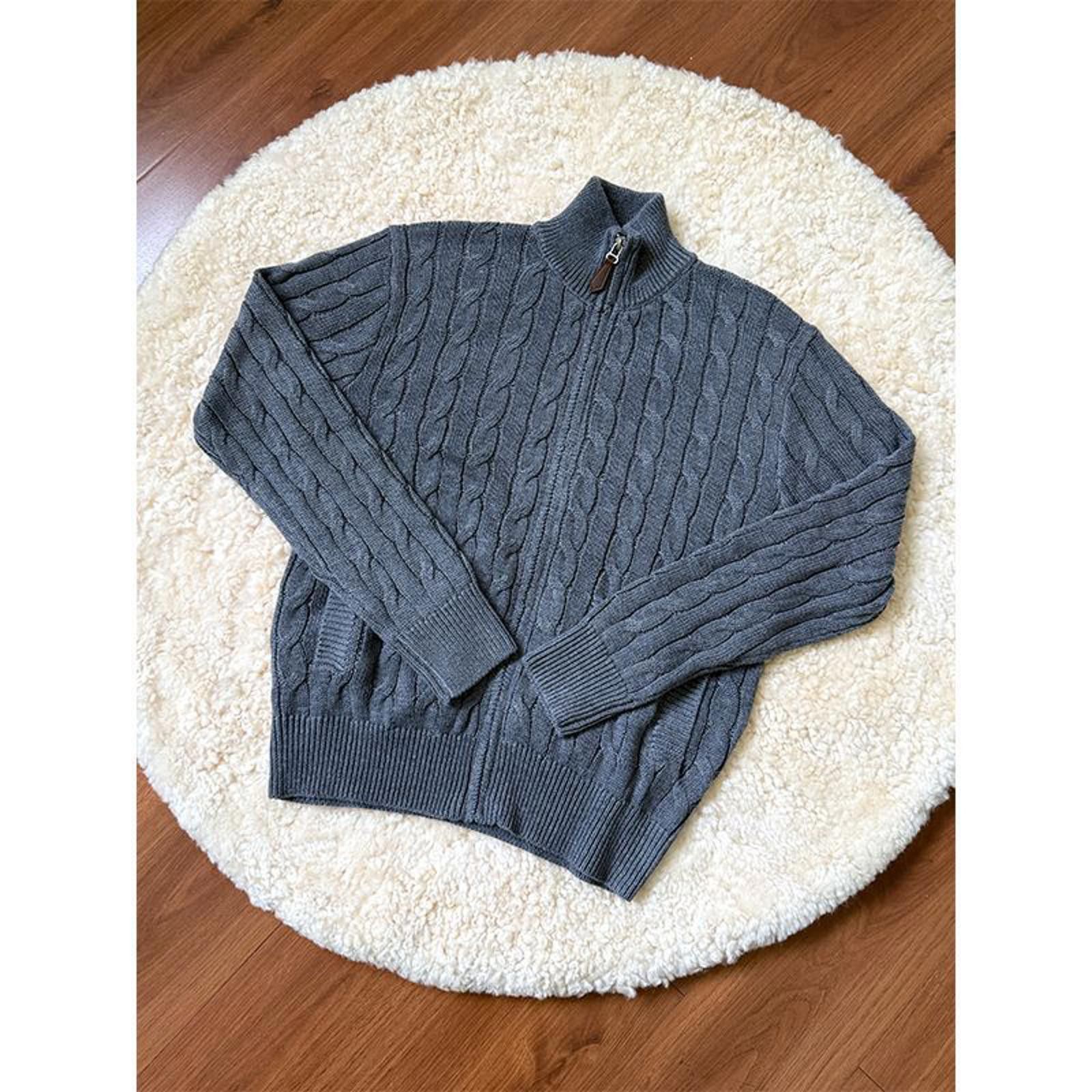 Vintage Cable Knit Full Zip Sweater, Classic Fit Knitwear Size US M / EU 48-50 / 2 - 1 Thumbnail