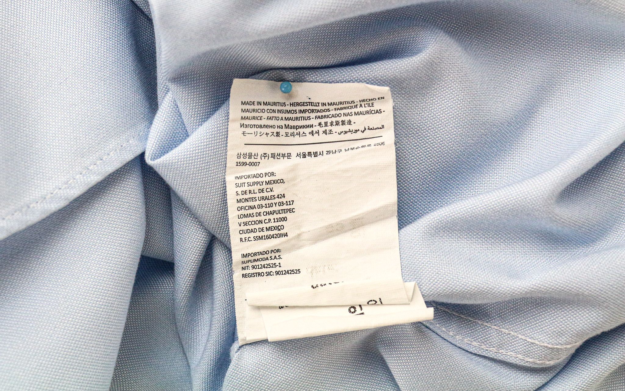 Suitsupply 38L/15L Slim Blue Cotton Long Sleeve Shirt 78907 Size 38L - 7 Thumbnail