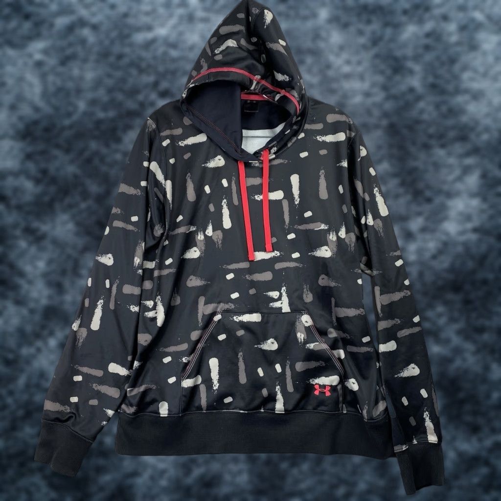 Under Armour Under Armour Womens Hoodie L Black Geometric Print Pink Trim Hooded Pullover Size L / US 10 / IT 46 - 1 Thumbnail