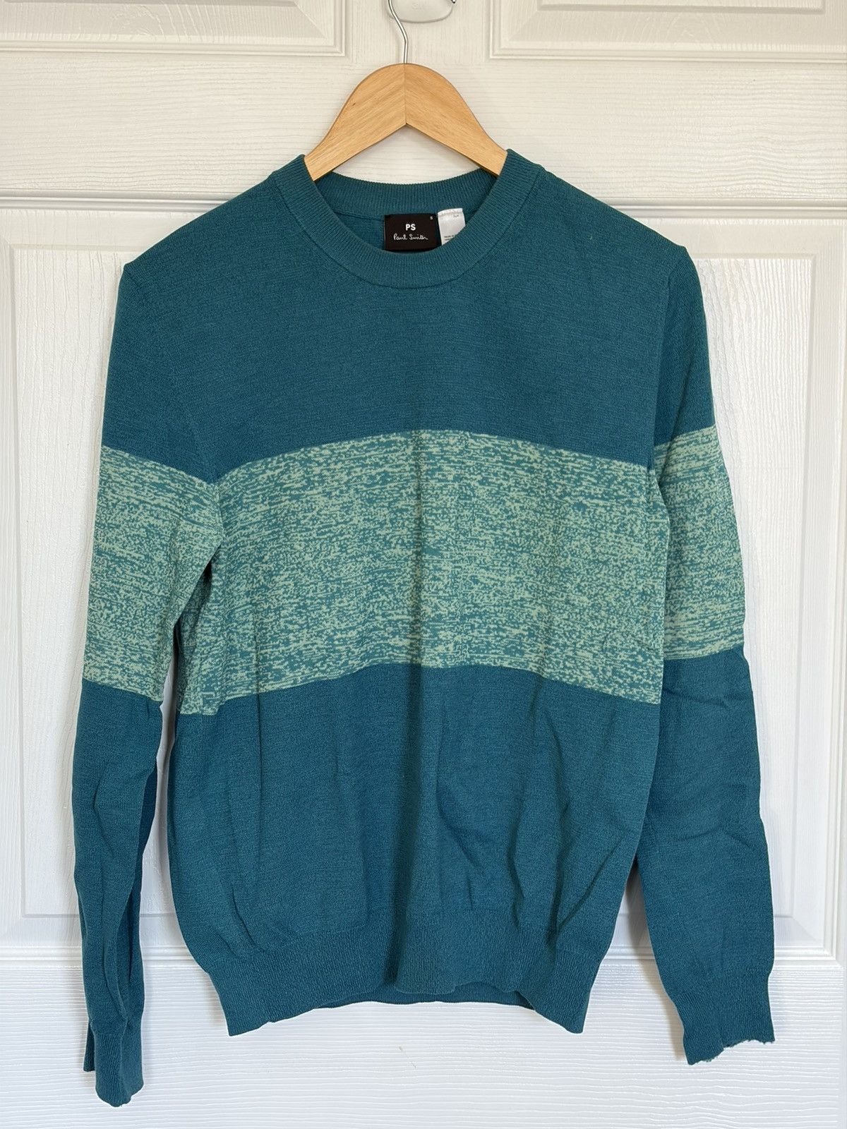 Paul Smith PS Paul Smith ColorBlock Cotton Blend Sweater Turquoise Blue Size US S / EU 44-46 / 1 - 1 Thumbnail
