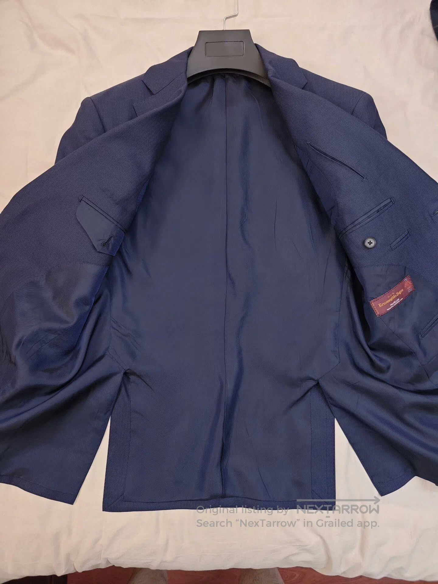 Ermenegildo Zegna Zegna Navy Wool Jacket with Herringbone Pattern. Size US S / EU 44-46 / 1 - 6 Thumbnail