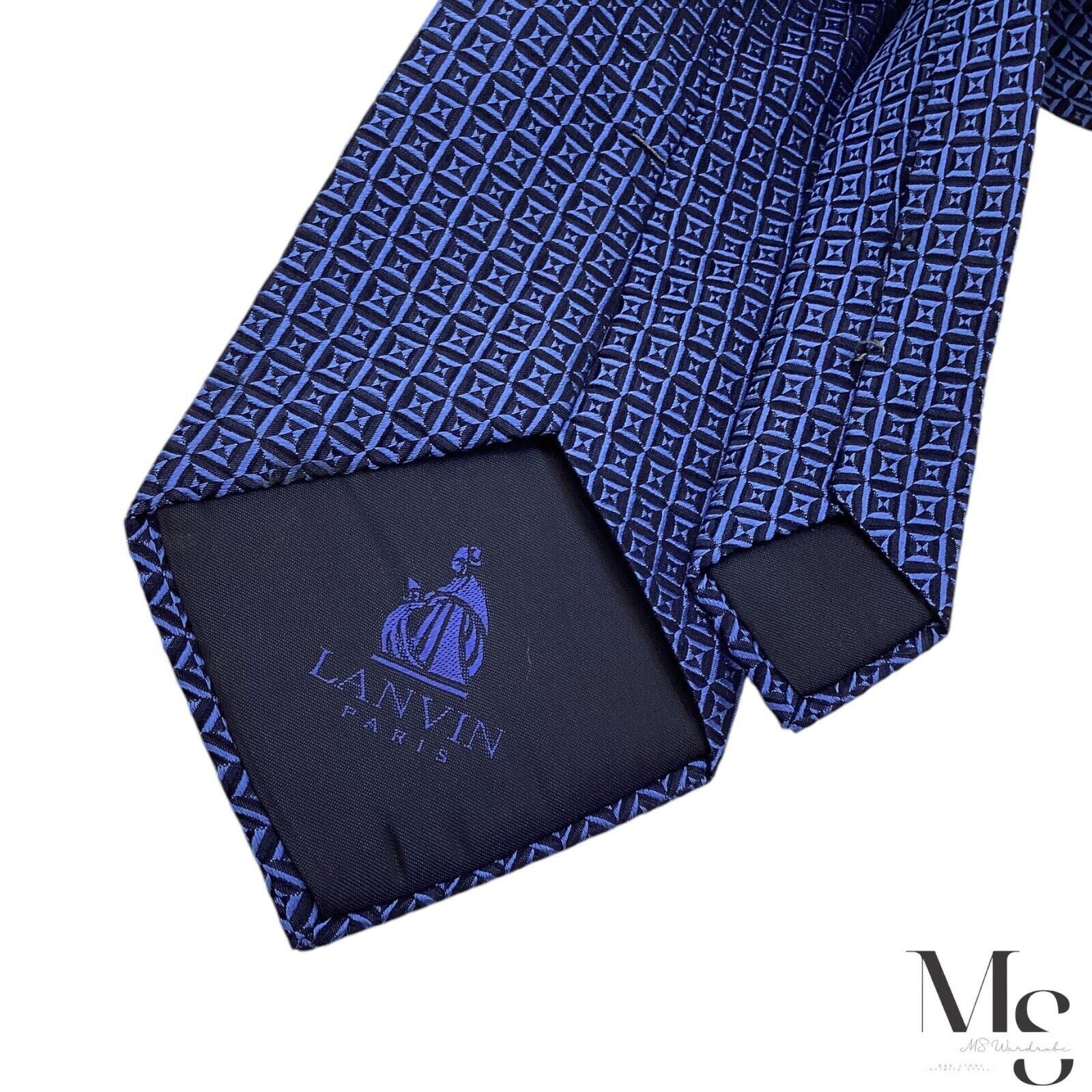 Lanvin LANVIN PARIS Blue Geometric Luxury Silk Tie Made In France W Size ONE SIZE - 5 Thumbnail