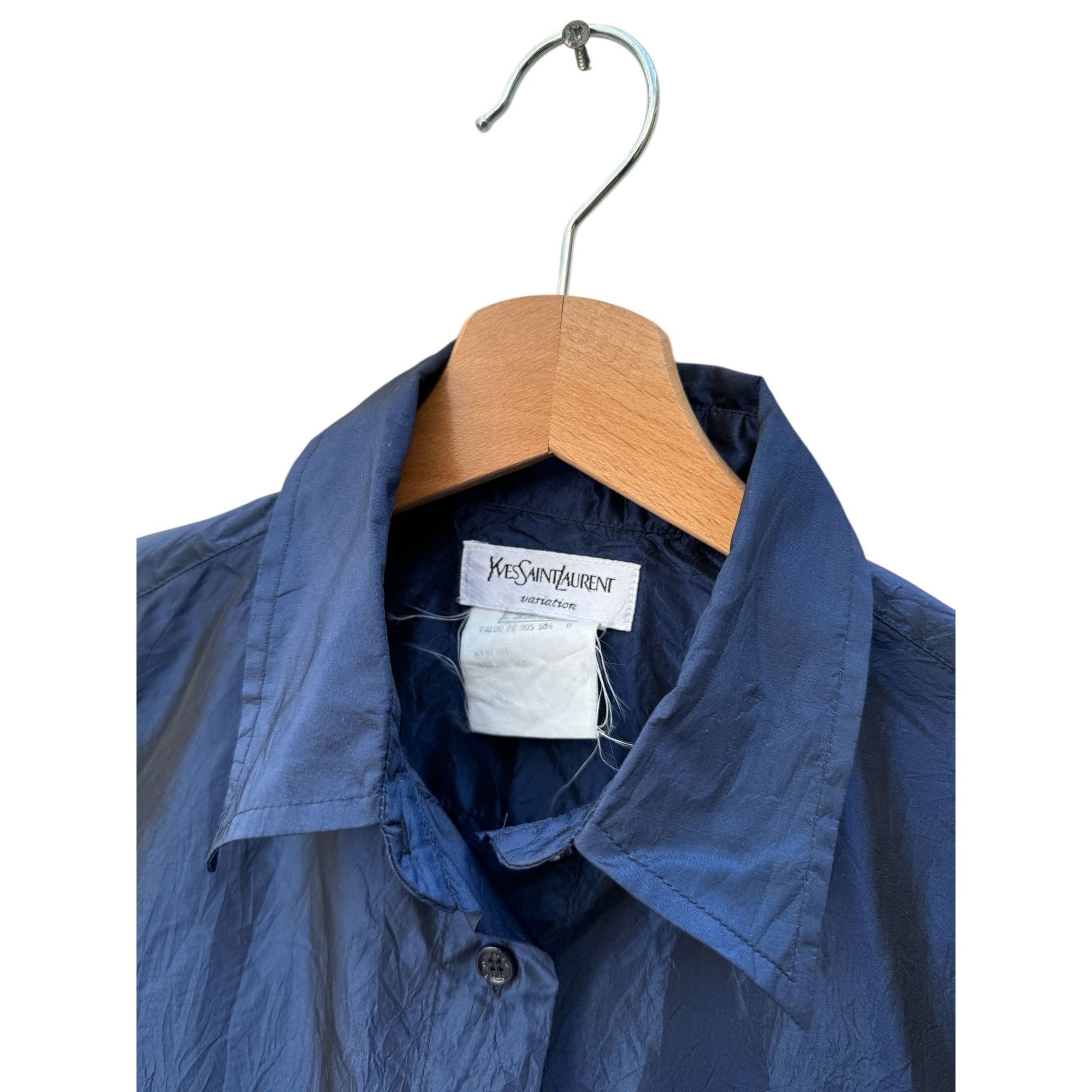 Yves Saint Laurent Vintage Navy Silk Shirt Size M / US 6-8 / IT 42-44 - 3 Thumbnail